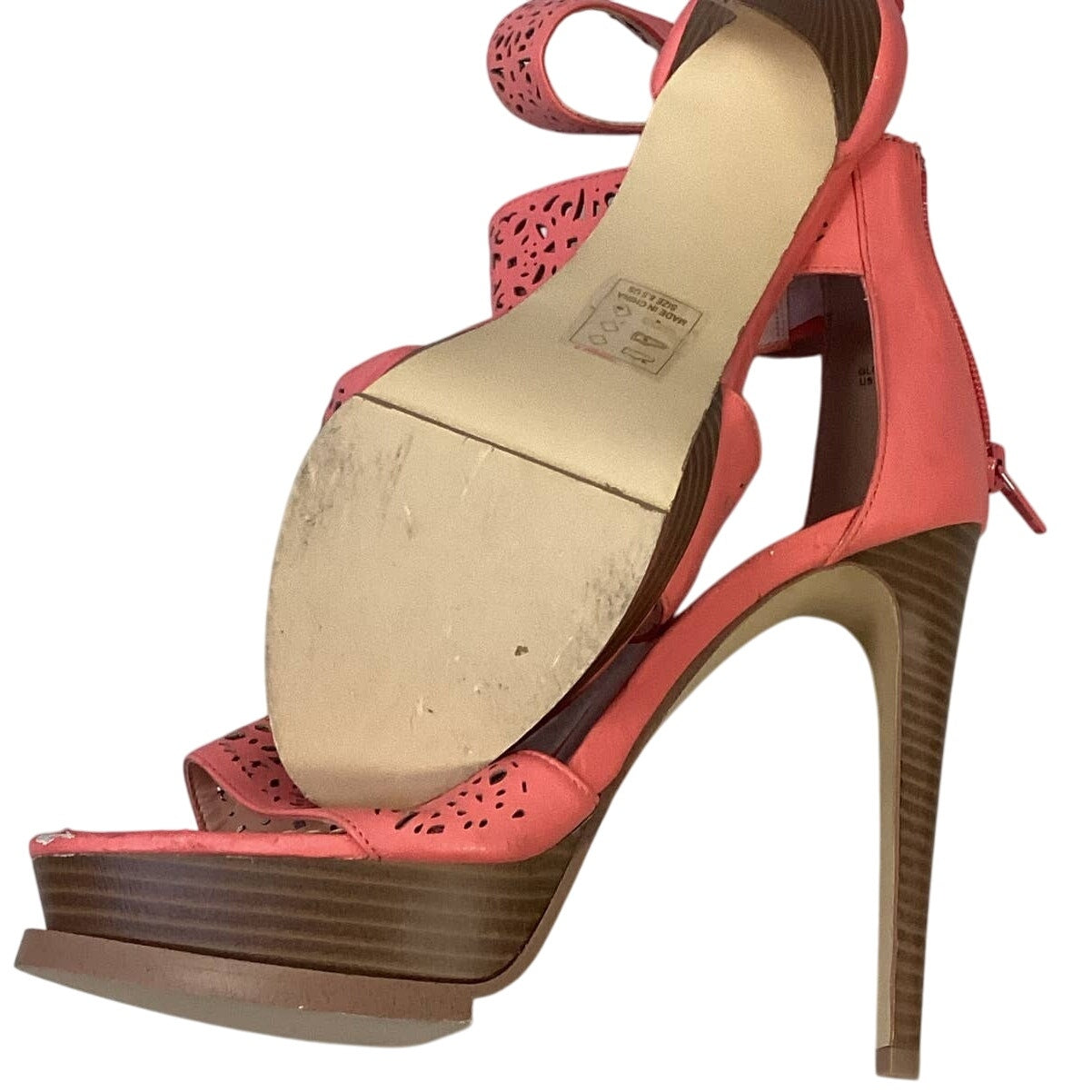 Madison by ShoeDazzle US Size 8.5 Coral High Heel Ankle Strap Gloria Sandals