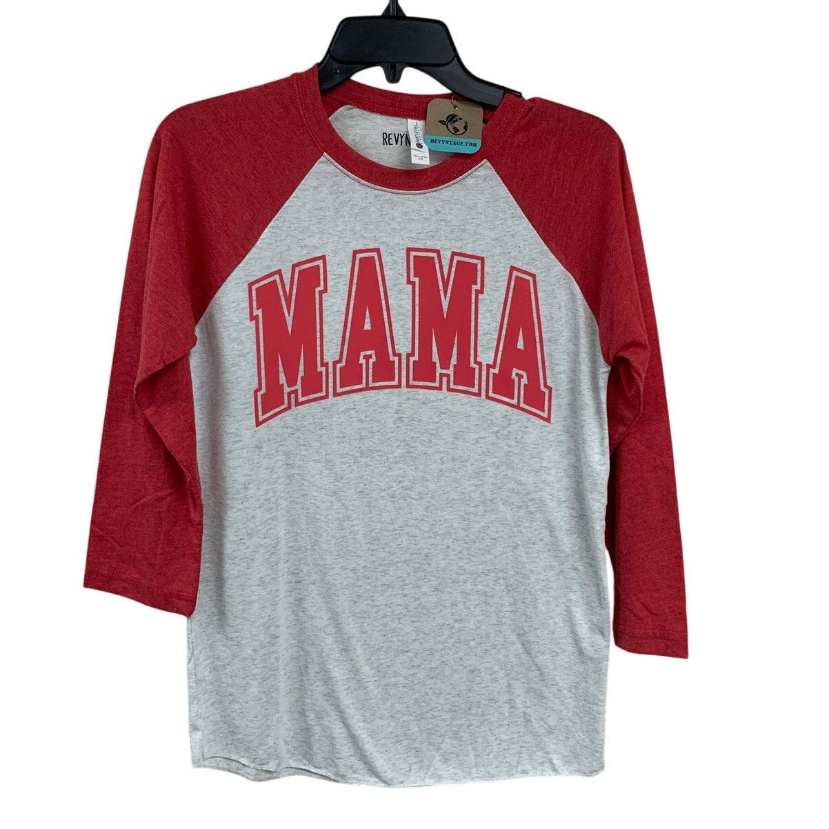 New Hand Printed Womens Heathered XS Mama Long Sleeve Crew Neck Tee Shirt