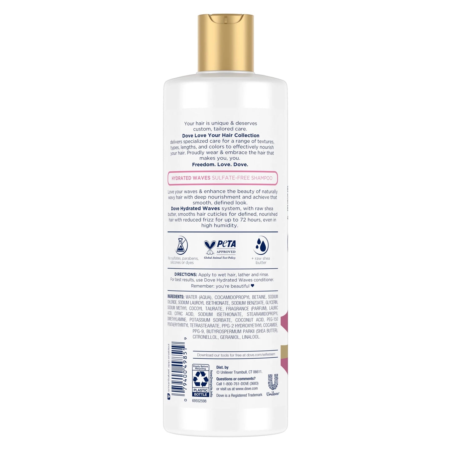 Love Your Waves Sulfate-Free Shampoo for Wavy Hair Hydrated Waves Moisturizing Shampoo Made with Raw Shea Butter for Definition & 72 Hr Frizz Protection, 13.5 Fl Oz