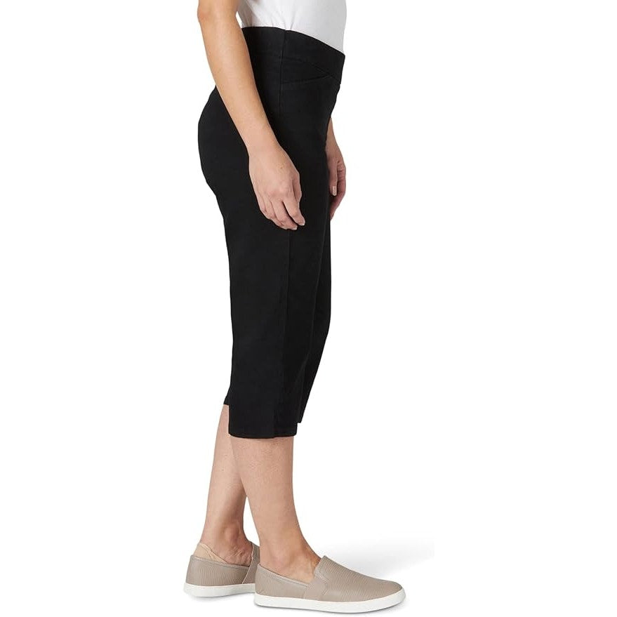 Chic Classic Collection Womens Size 12 Black Easy Fit Elastic Waist Capri Pants