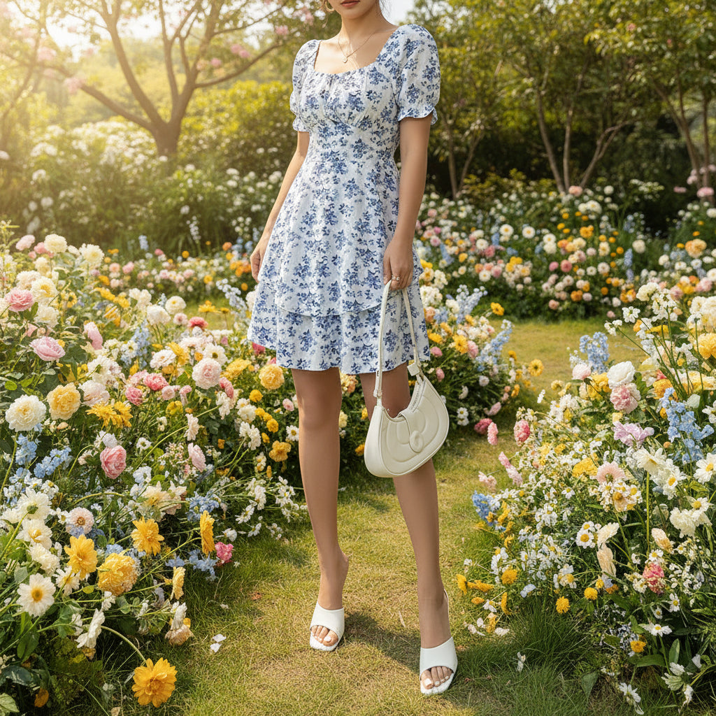 Ditsy Floral Two-Piece Set – Crop Top & Mini Skirt Summer Outfit
