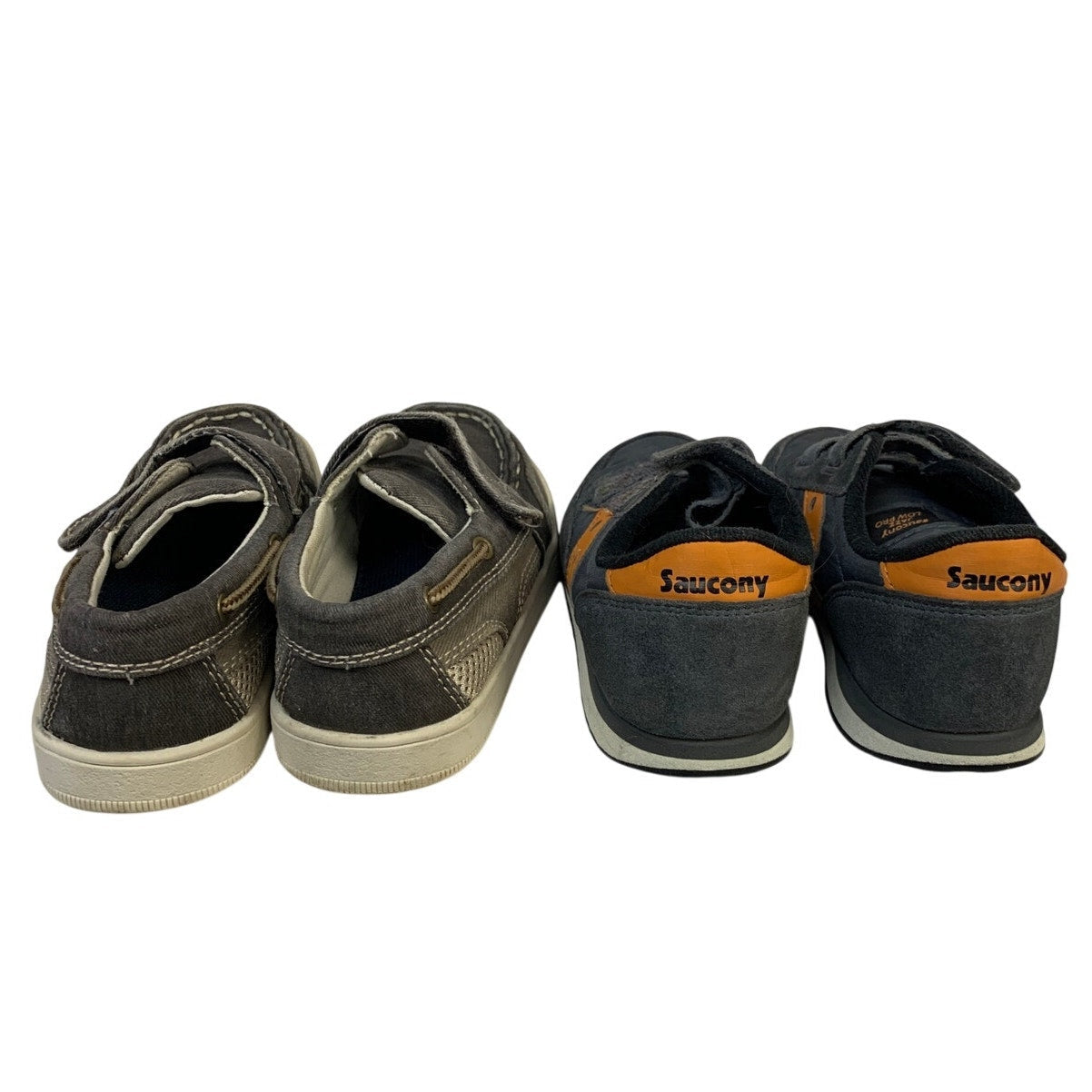 Lot of 2 Saucony Toddler Boys Size 9-10 Gray Brown Sneakers Round Toe Shoes