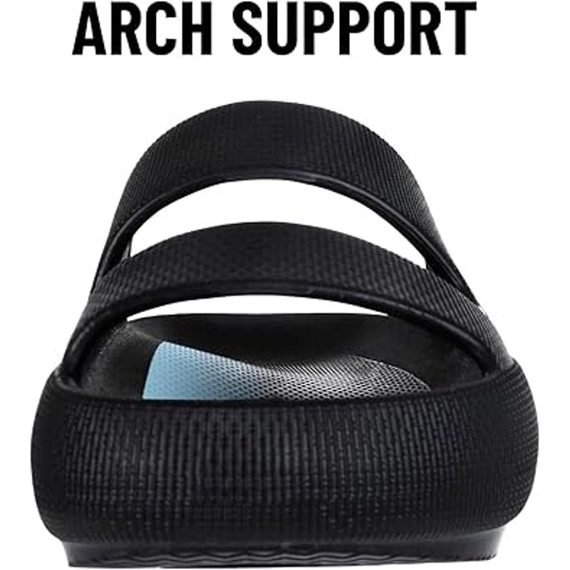 Shevalues Womens 7 Black Orthopedic Slide Sandal Arch Support Open Toe Shoes