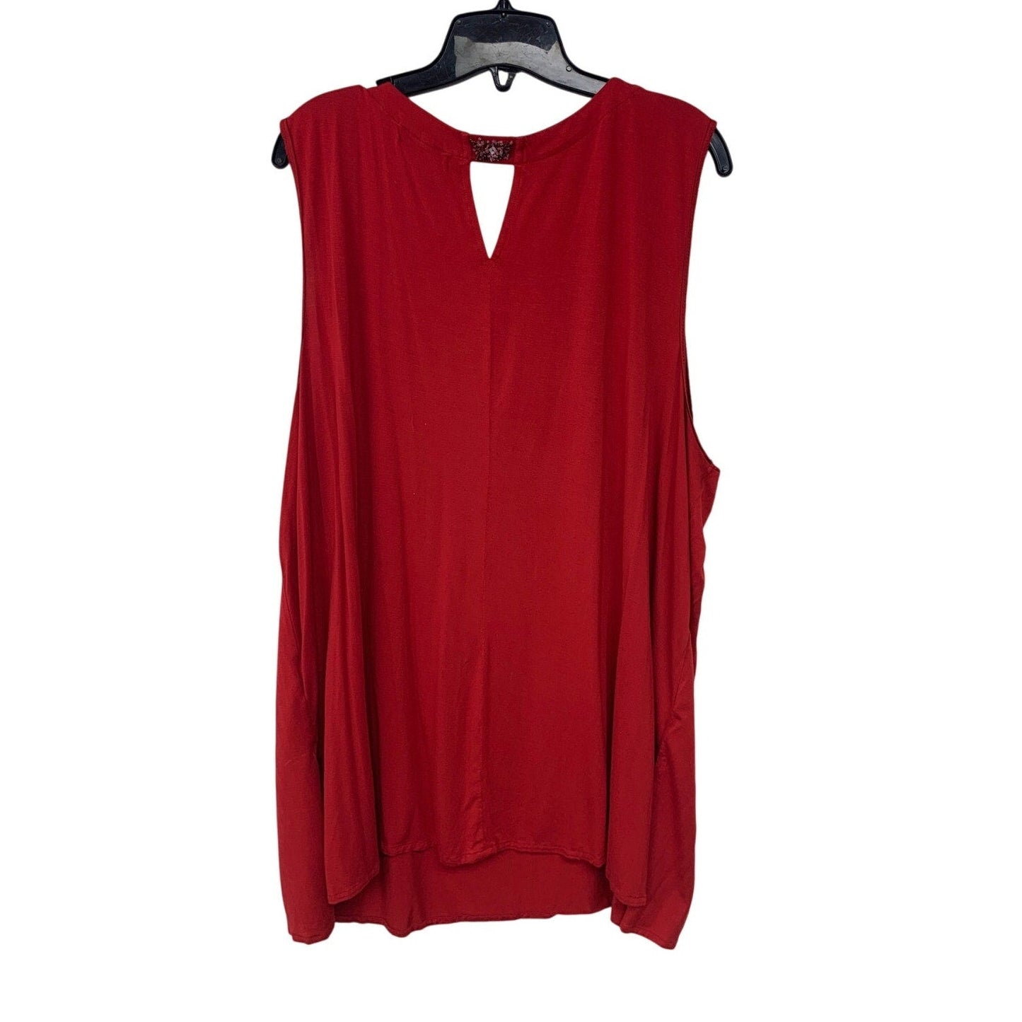 Liz Claiborne Womens Plus 3X Red Rayon Spandex Beaded Neck Sleeveless Career Top