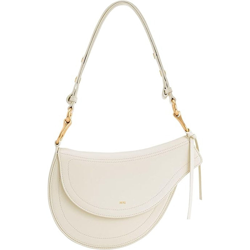 New JW PEI Womens White Leather Ashlie Asymetrical Shoulder Bag w Dust Cover