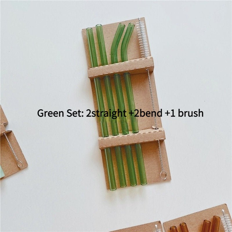 5PC Colorful Glass Reusable Straws-4