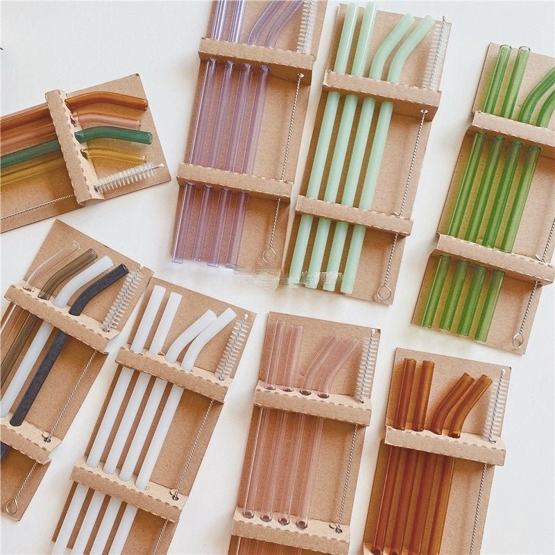5PC Colorful Glass Reusable Straws-2