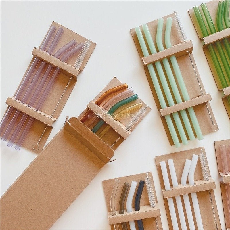 5PC Colorful Glass Reusable Straws-1