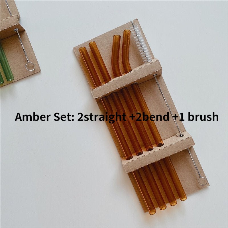 5PC Colorful Glass Reusable Straws-9