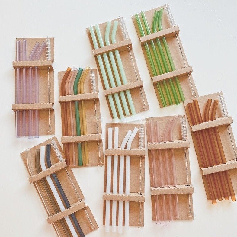 5PC Colorful Glass Reusable Straws-0
