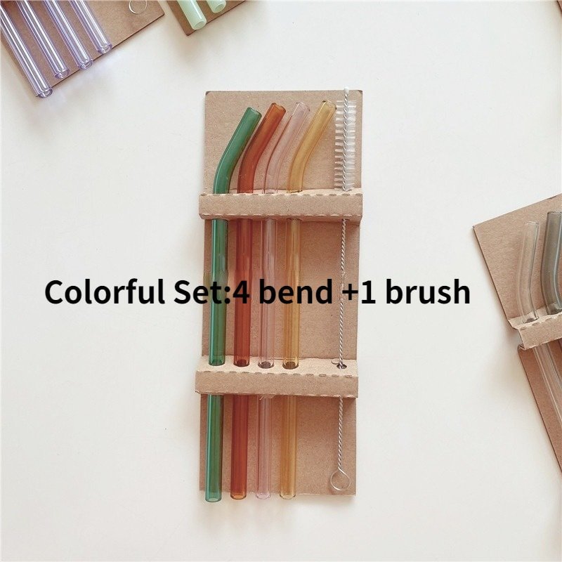 5PC Colorful Glass Reusable Straws-5