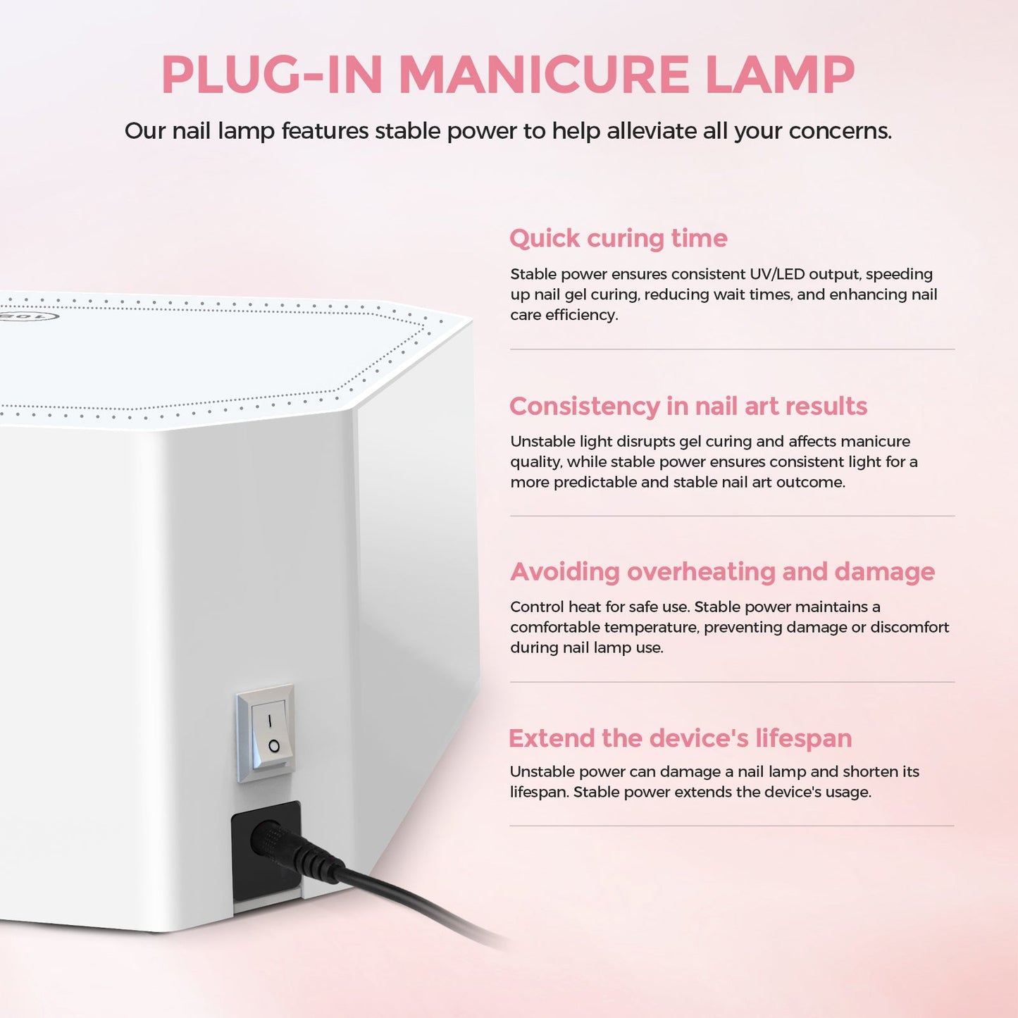 Lumina™ Nail Lamp - White - Plug-in UV/LED