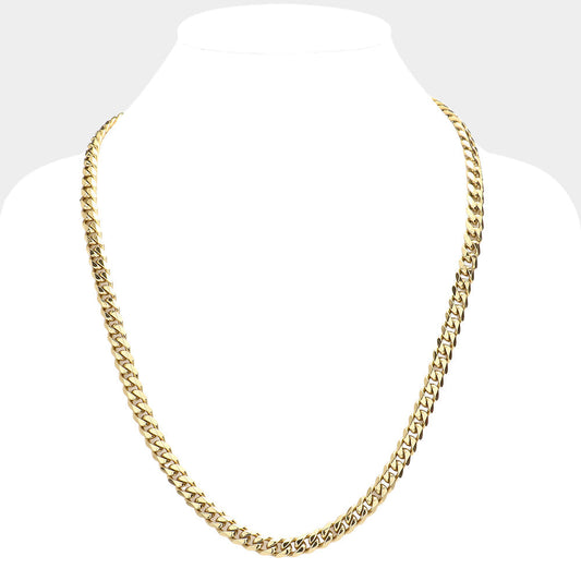 6 Diamond Cut Stainless Steel 24 Inch 8mm Cuban Metal Chain Necklace