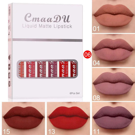 6 Piece Matte Waterproof Lipstick Long Lasting Set