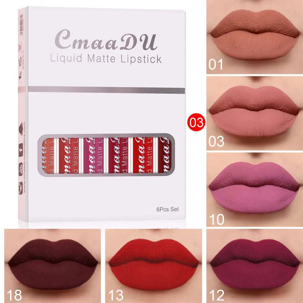 6 Piece Matte Waterproof Lipstick Long Lasting Set