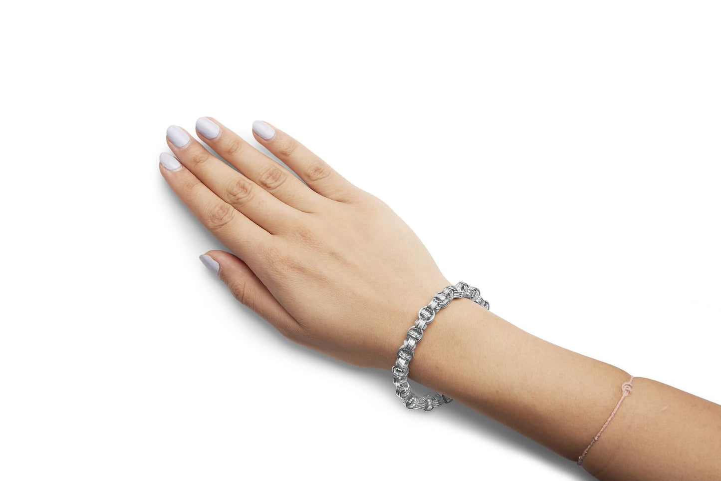 14K White Gold 1/2 Cttw Diamond Knotted Byzantine Link Bracelet (H-I Color, I2-I3 Clarity) - 7" Inches-2