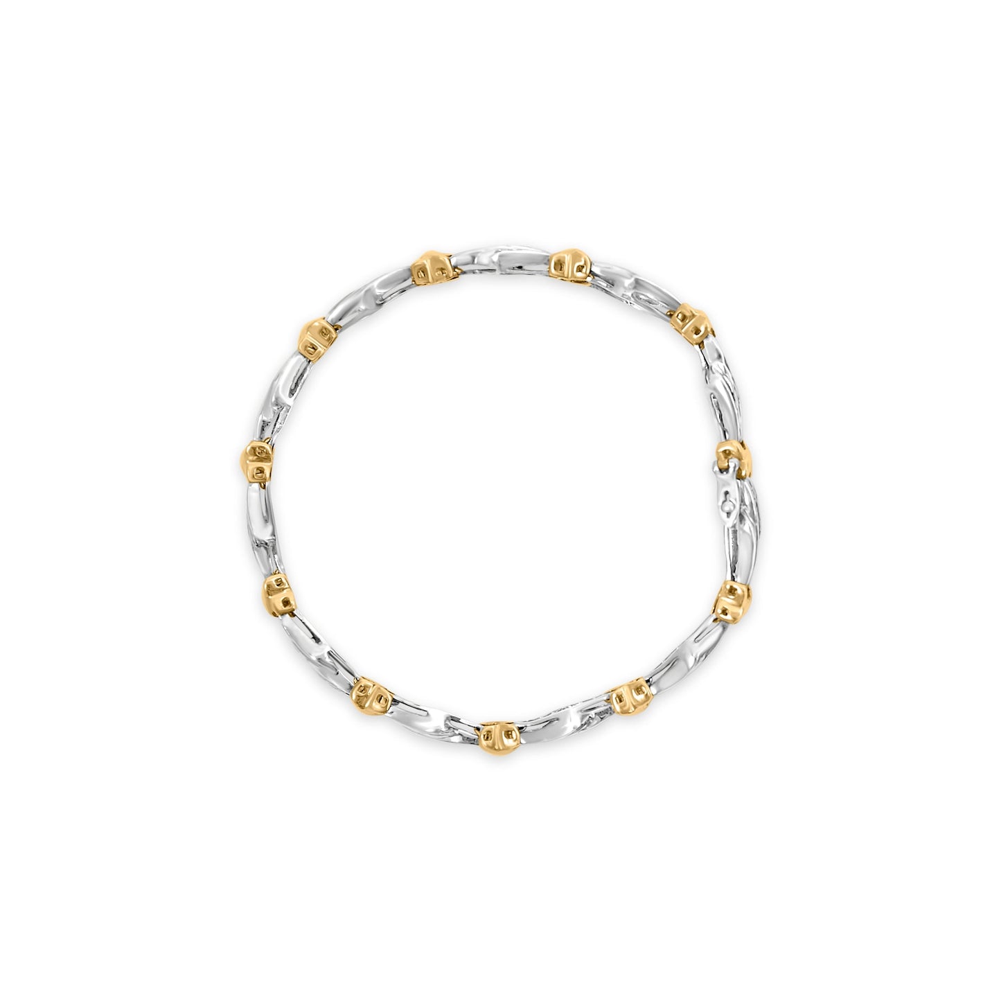 10k Two-Toned Gold 2.00 Cttw Channel Set Baguette-Diamond Weave and  "X" Spiral Link Bracelet (H-I Color, I1-I2 Clarity) - 7"-3