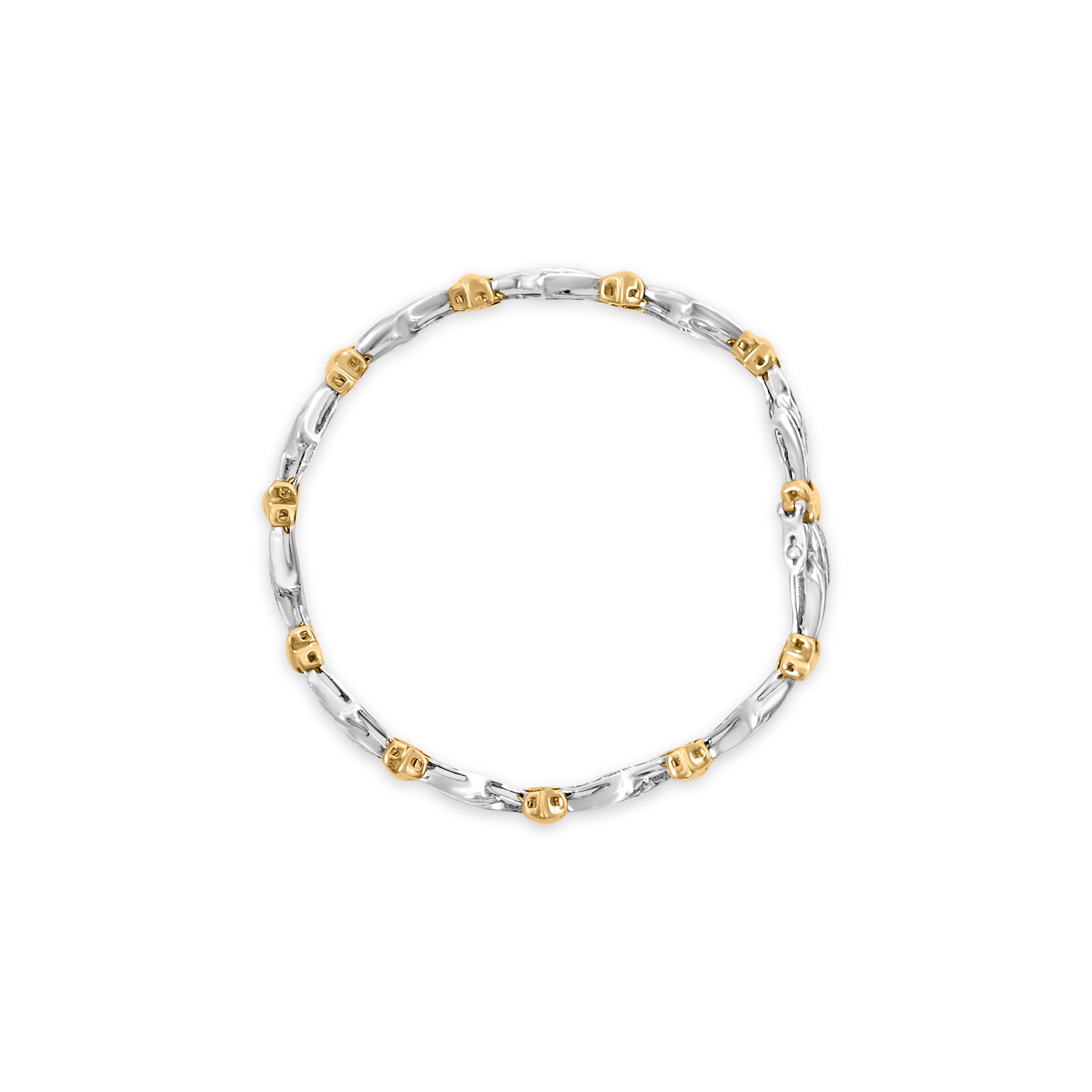 10k Two-Toned Gold 2.00 Cttw Channel Set Baguette-Diamond Weave and  "X" Spiral Link Bracelet (H-I Color, I1-I2 Clarity) - 7"-3