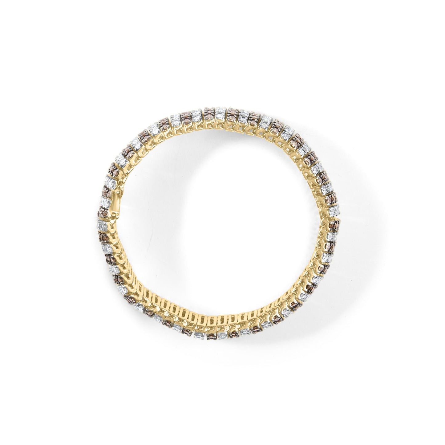 10K Yellow Gold 10 CTW 1/3 Cttw Alternating Coco Color and White Diamond 5 Row Tennis Bracelet (Brown/H-I Color, SI1-SI2 Clarity) - Size 7.25-3