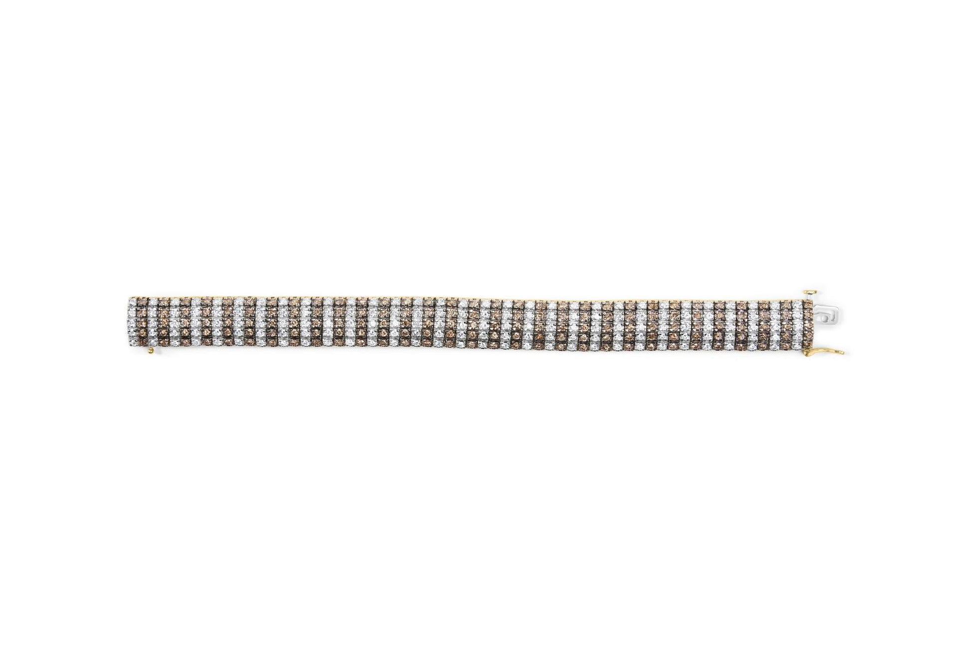 10K Yellow Gold 10 CTW 1/3 Cttw Alternating Coco Color and White Diamond 5 Row Tennis Bracelet (Brown/H-I Color, SI1-SI2 Clarity) - Size 7.25-4