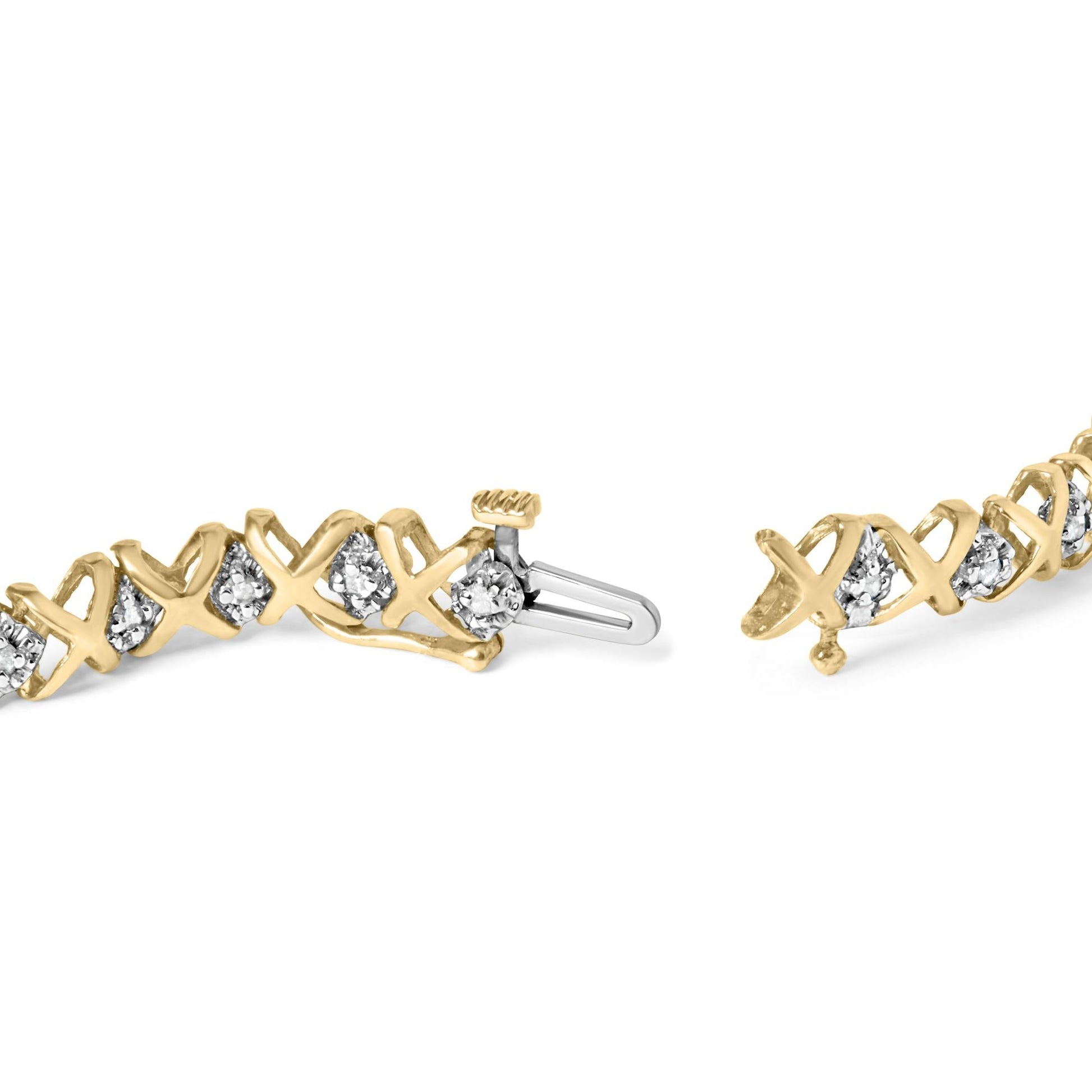 10K Yellow Gold 1/2 Cttw Diamond Alternating X-Link Bracelet-1
