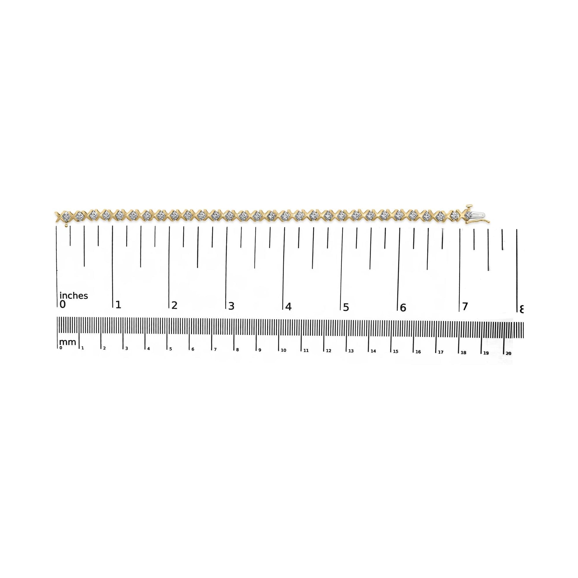 10K Yellow Gold 1/2 Cttw Diamond Alternating X-Link Bracelet-4
