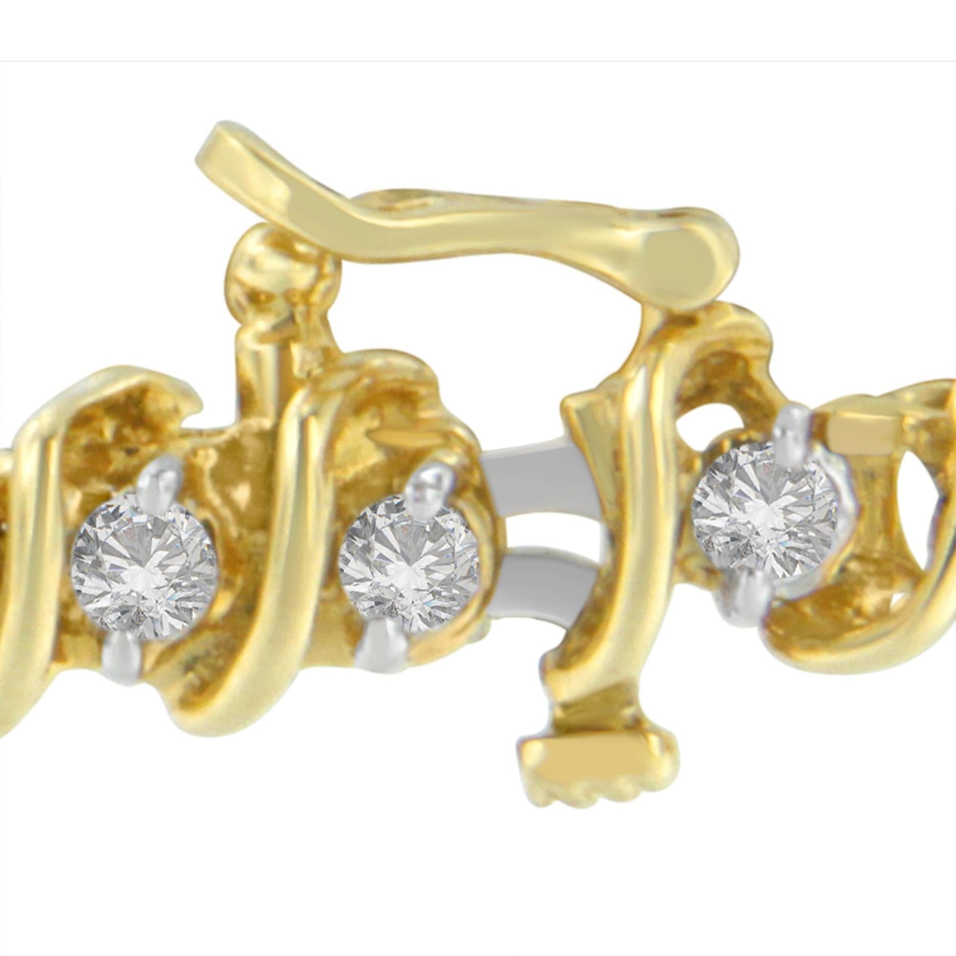 14K Yellow Gold Round Cut Diamond Spiral Link Bracelet (3.00 cttw, H-I Color, SI2-I1 Clarity)-2