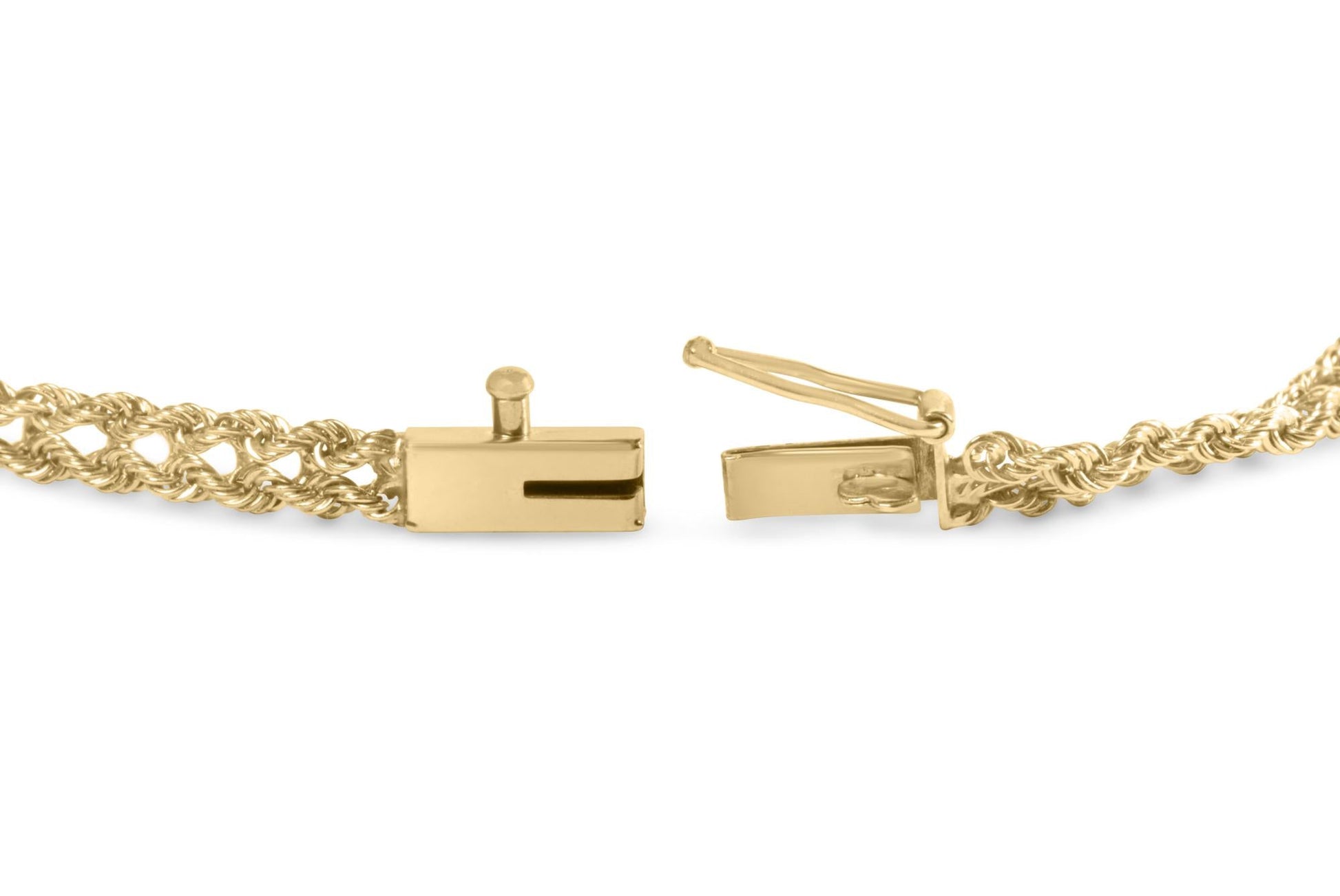 10K Yellow Gold 1/4 Cttw Round-Cut Diamond Basket Weave Rope Chain Style 7" Bracelet (H-I Color, I1-I2 Clarity)-1