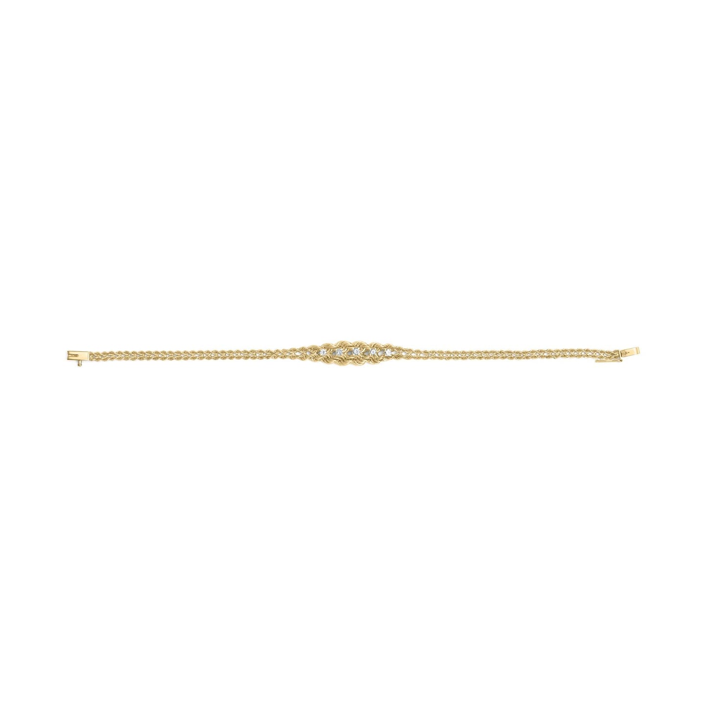 10K Yellow Gold 1/4 Cttw Round-Cut Diamond Basket Weave Rope Chain Style 7" Bracelet (H-I Color, I1-I2 Clarity)-4
