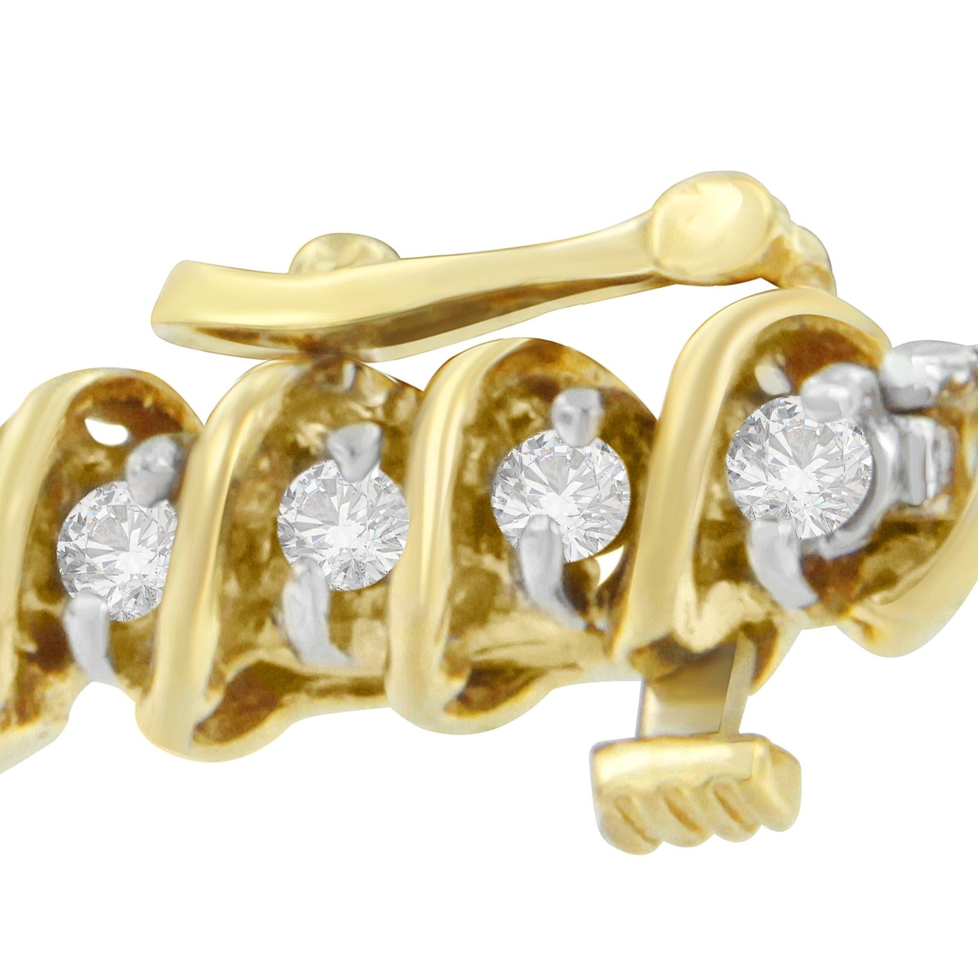 18K Yellow Gold Round Cut Diamond Spiral Link Bracelet (2.00 cttw, I-J Color, I1-I2 Clarity)-2