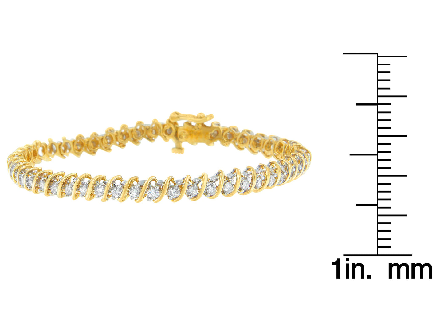 18K Yellow Gold Round Cut Diamond Spiral Link Bracelet (2.00 cttw, I-J Color, I1-I2 Clarity)-3