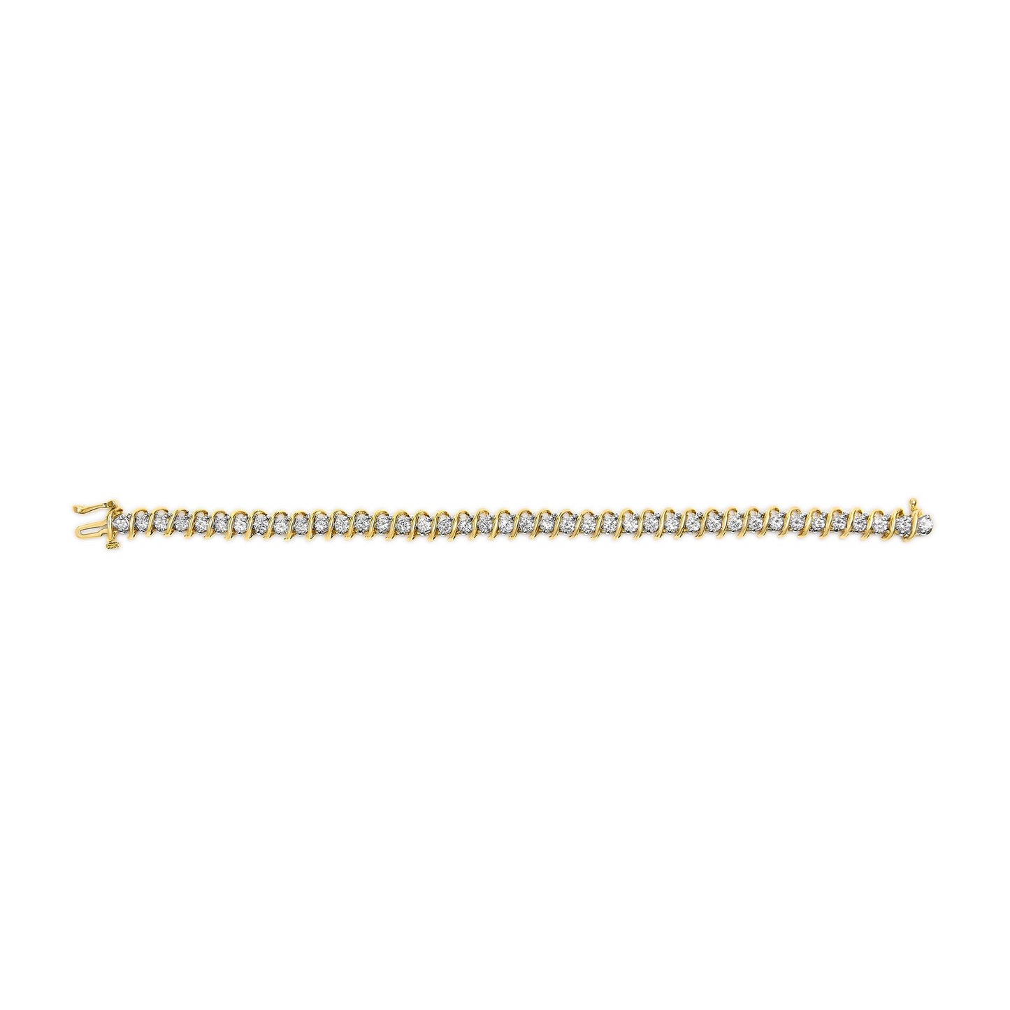 18K Yellow Gold 4.0 Cttw Round-Cut Diamond S-Link 7" Inch Tennis Bracelet (I-J Color, SI1-SI2 Clarity)-3