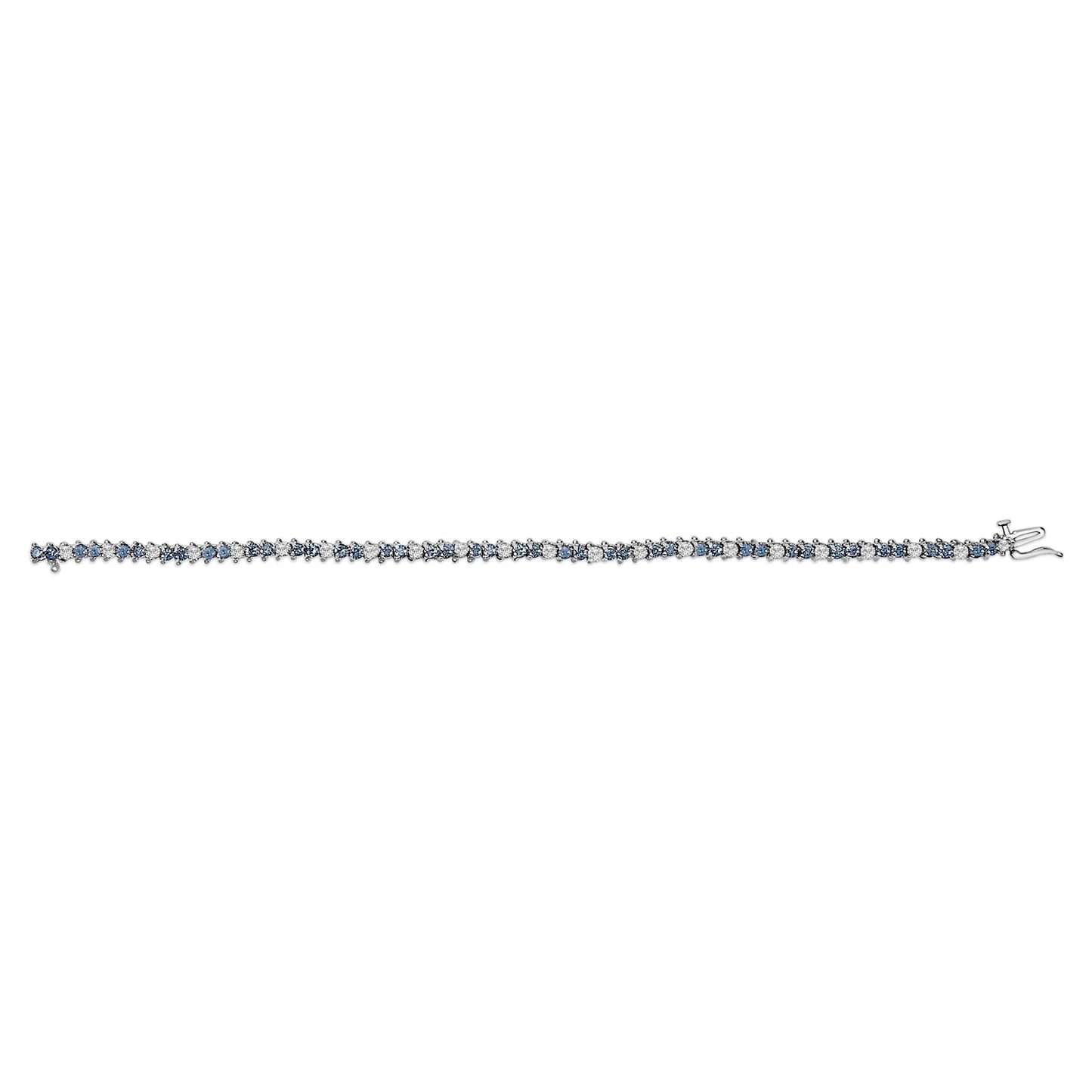 14K White Gold White And Treated Blue Diamond Bracelet (4 5/8 cttw, H-I Color, I1-I2 Clarity)-3