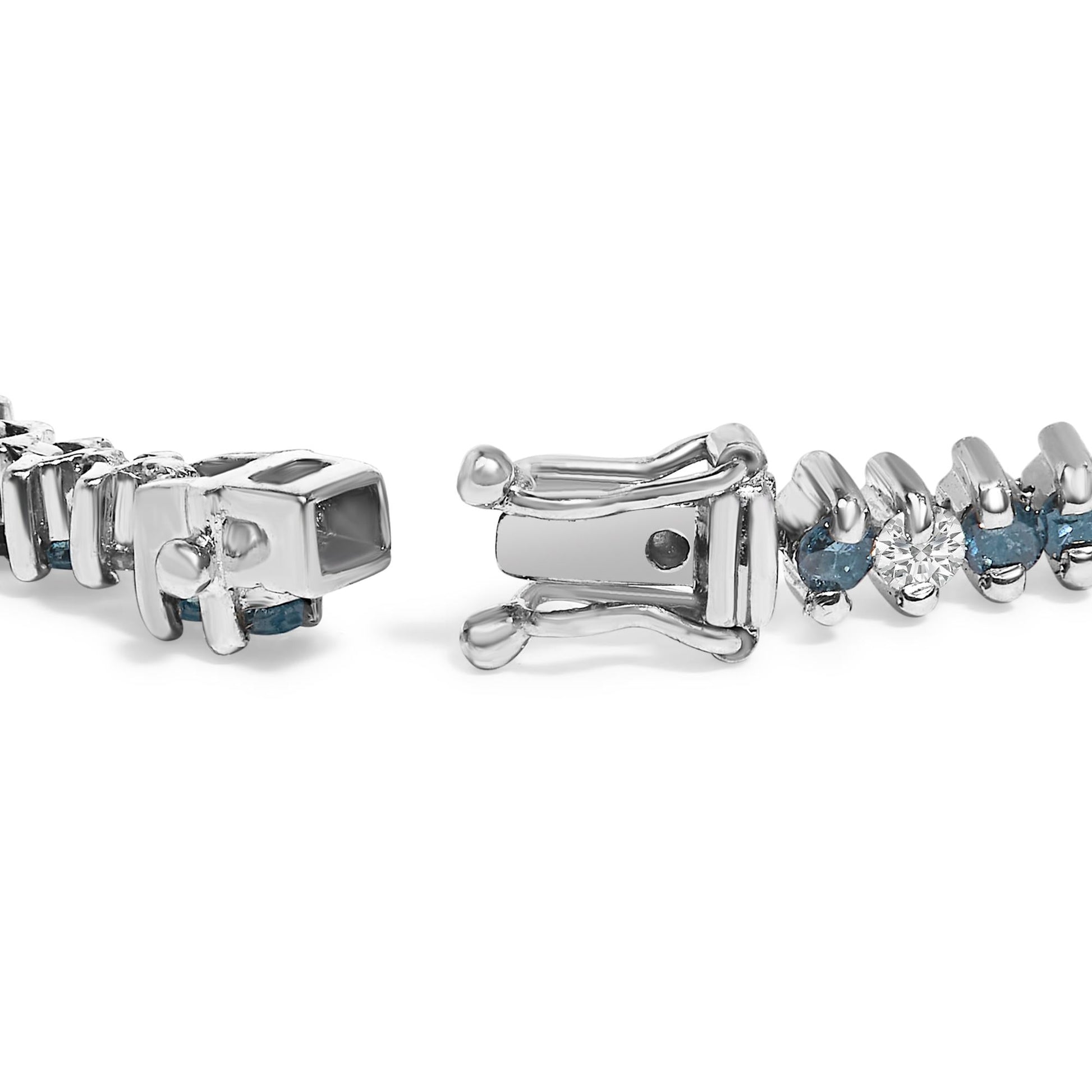 14K White Gold Round-Cut white and Blue Diamond Fashion Bracelet (3.70 cttw, H-I Color, SI1-SI2 Clarity)-1