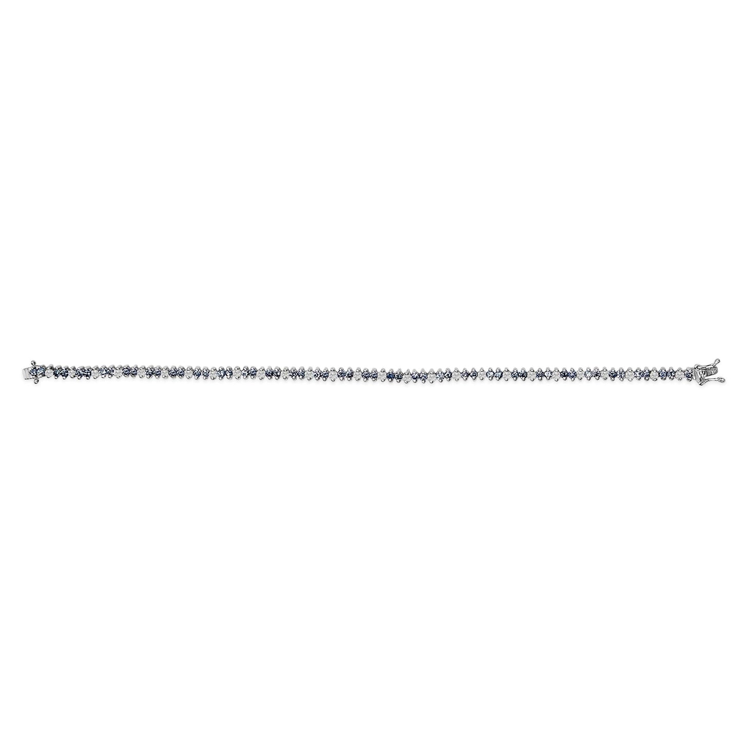 14K White Gold Round-Cut white and Blue Diamond Fashion Bracelet (3.70 cttw, H-I Color, SI1-SI2 Clarity)-3