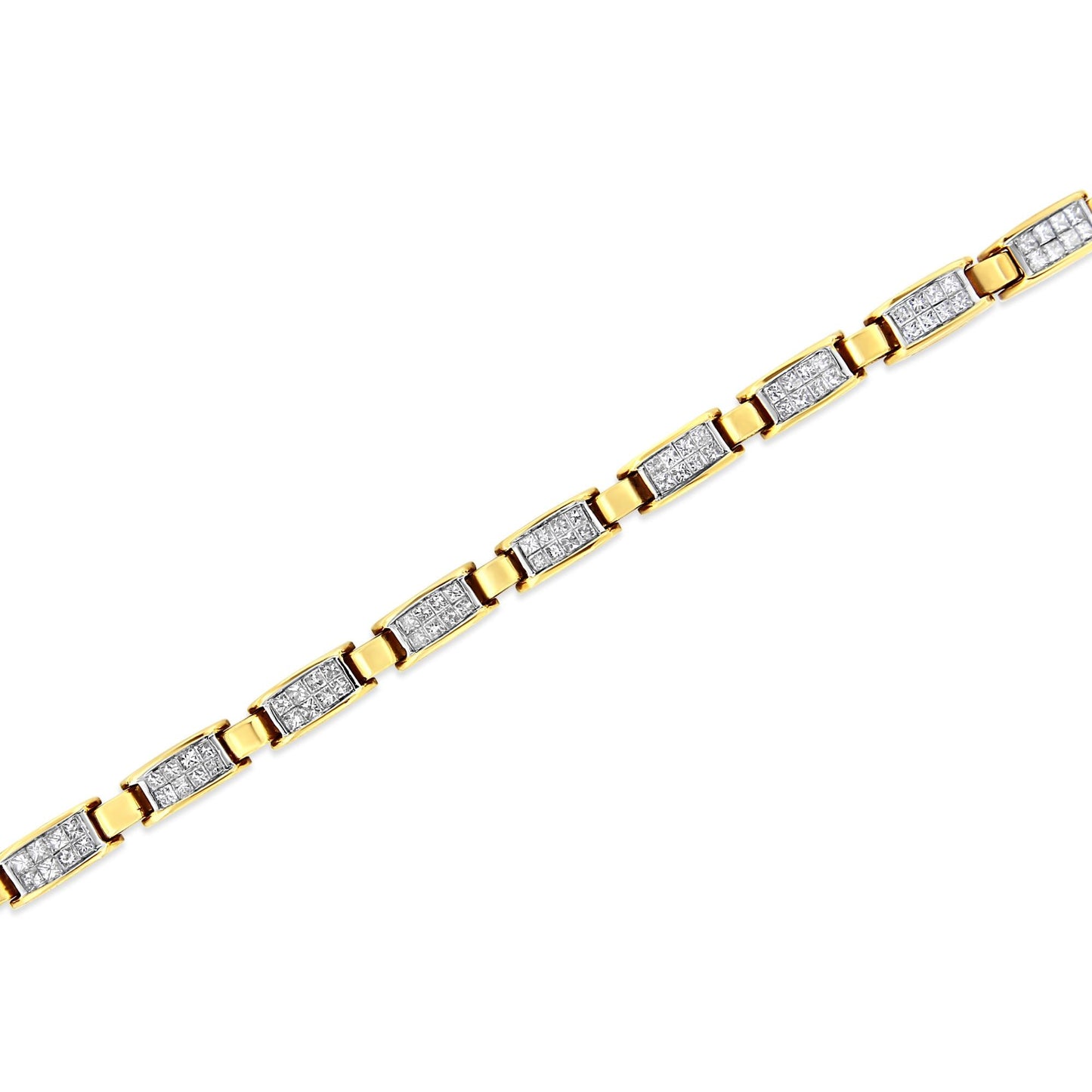 14K Yellow Gold 2 1/2 Cttw Princess-Cut Diamond Link Tennis Bracelet (H-I Color, SI2-I1 Clarity) - 7.25"-3