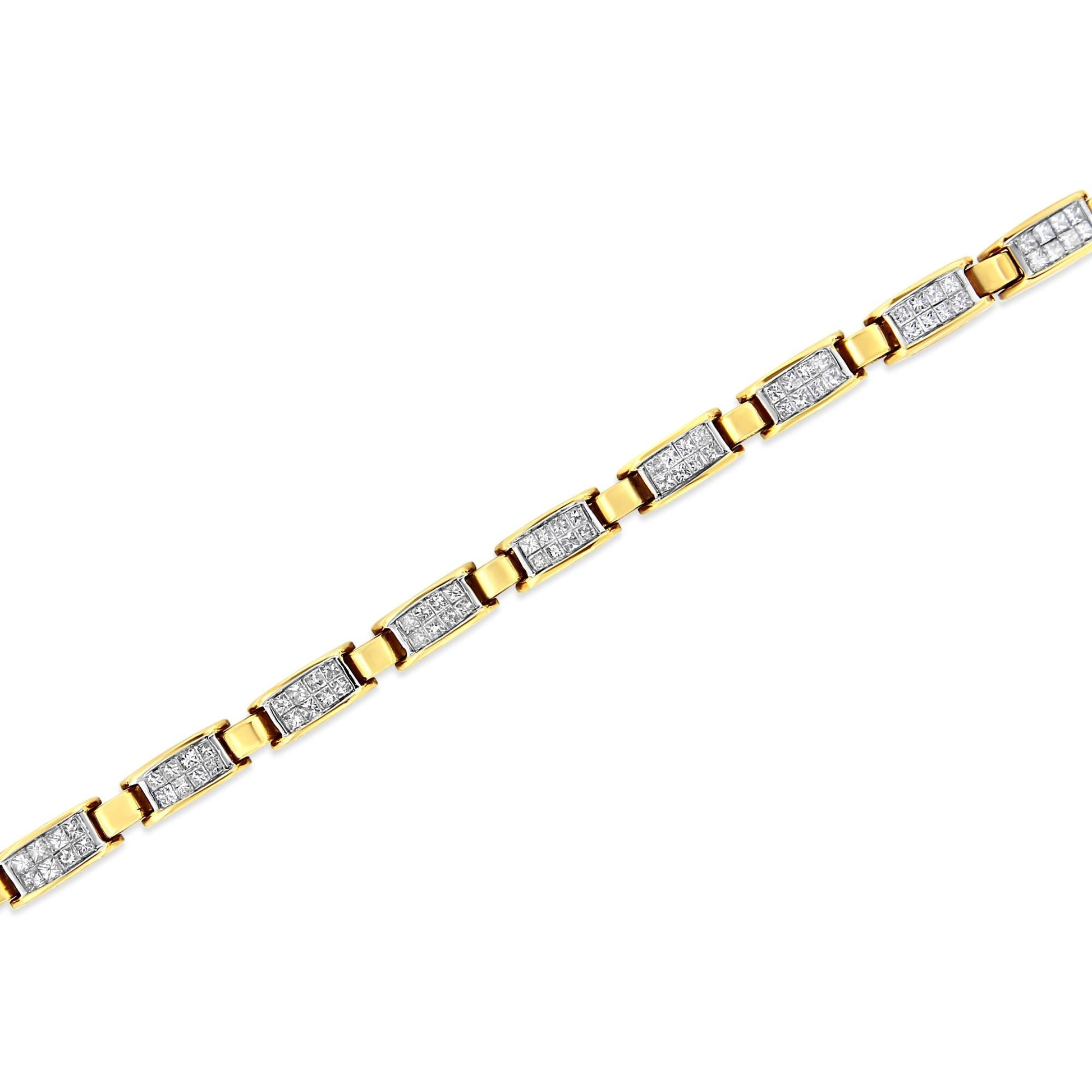 14K Yellow Gold 2 1/2 Cttw Princess-Cut Diamond Link Tennis Bracelet (H-I Color, SI2-I1 Clarity) - 7.25"-3