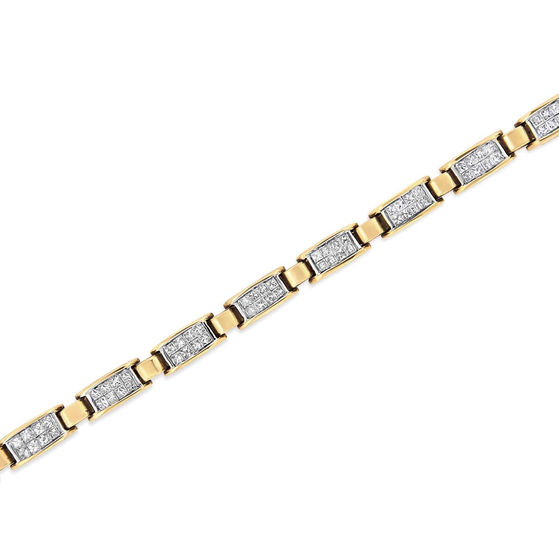 14K Yellow Gold 2 1/2 Cttw Princess-Cut Diamond Link Tennis Bracelet (H-I Color, SI2-I1 Clarity) - 7.25"-4