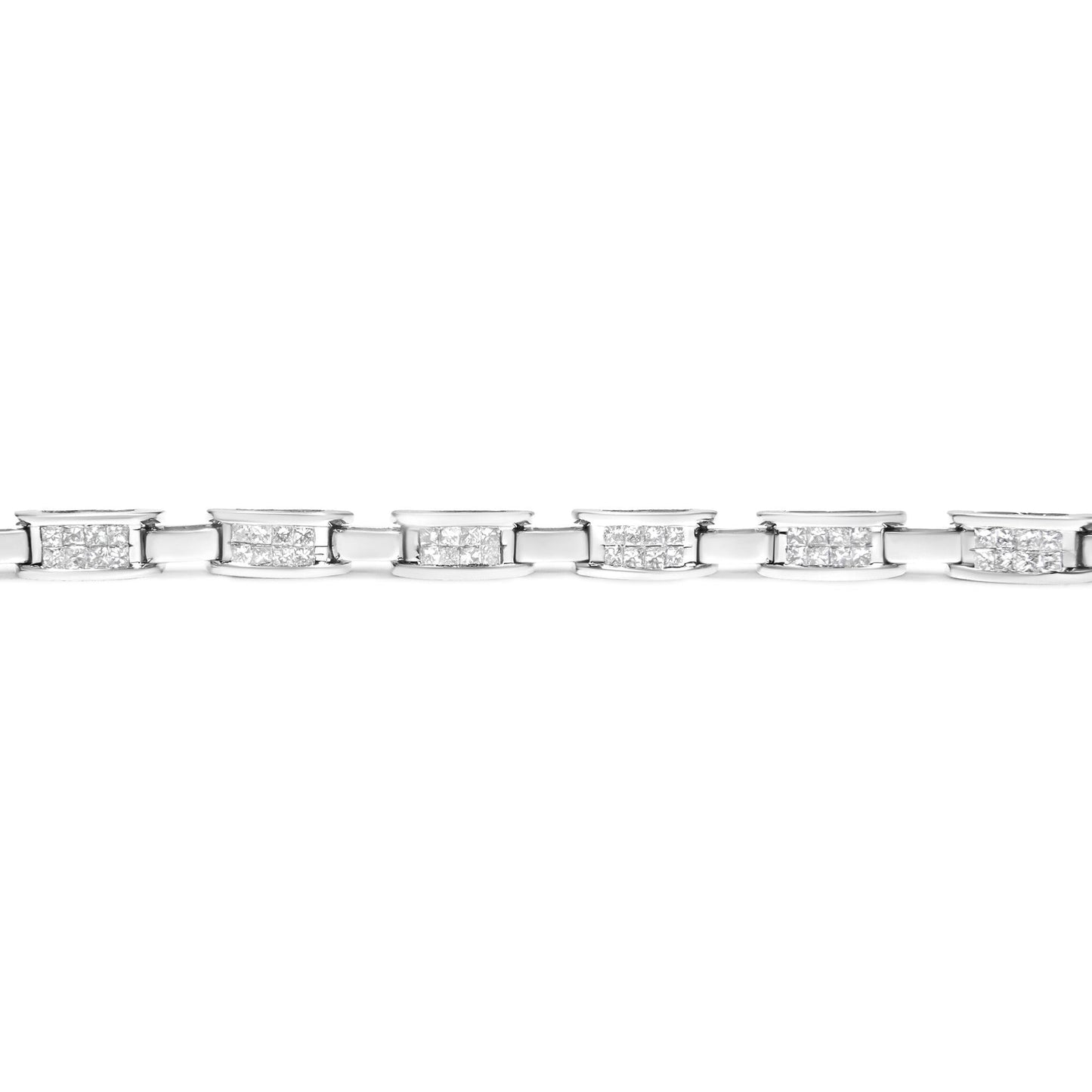 14K White Gold 2.0 Cttw Princess Cut Invisible Set Diamond Rectangular Link Bracelet (I-J Color, I1-I2 Clarity) - 7.25"-4