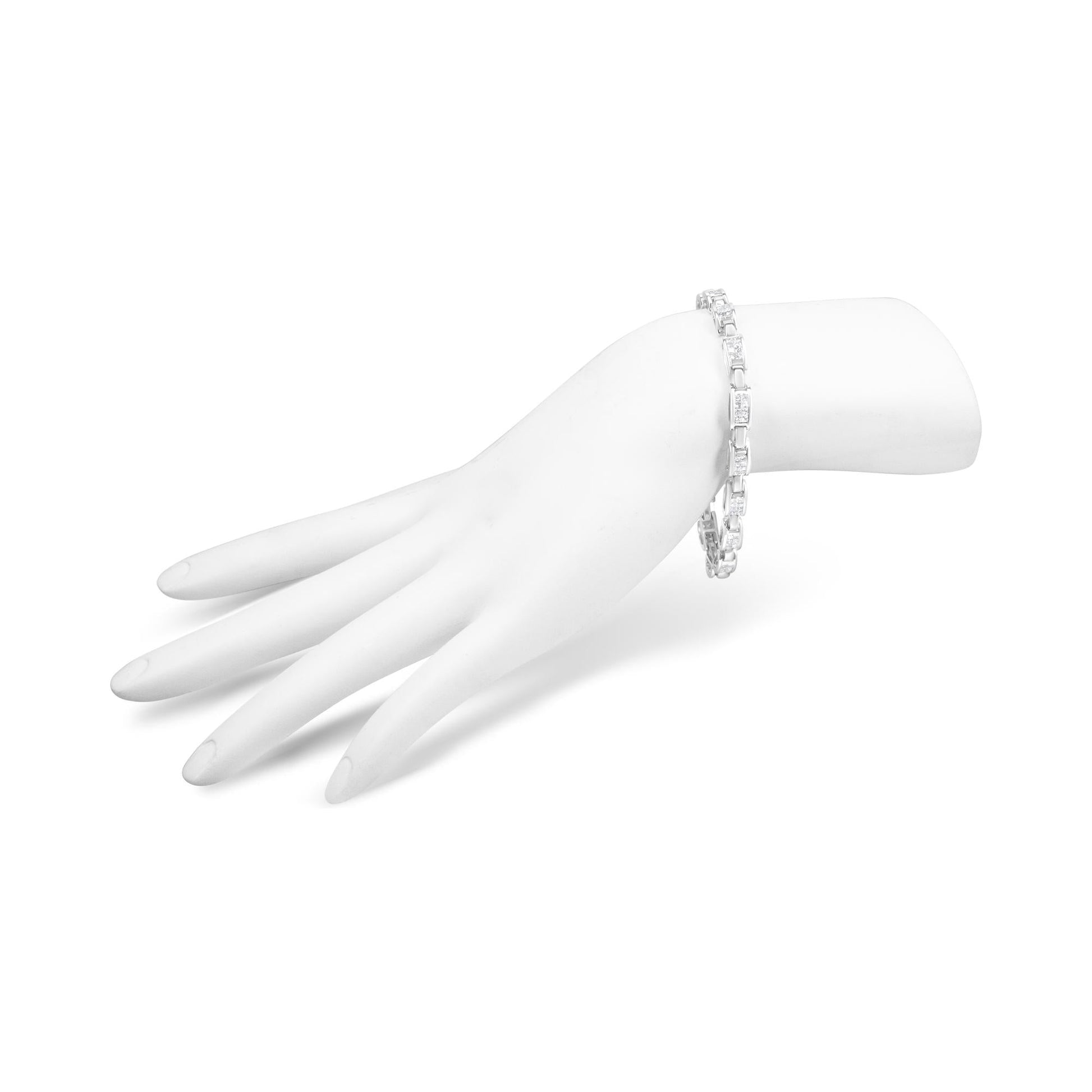 14K White Gold 2.0 Cttw Princess Cut Invisible Set Diamond Rectangular Link Bracelet (I-J Color, I1-I2 Clarity) - 7.25"-2