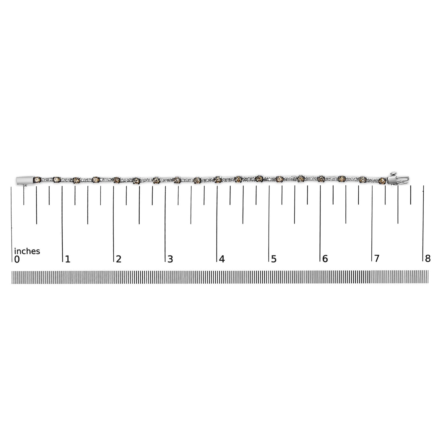14k White Gold 2 1/4 Cttw Champagne Diamond Bar Link 7" Bracelet (Champagne Color, I1-I2 Clarity)-4