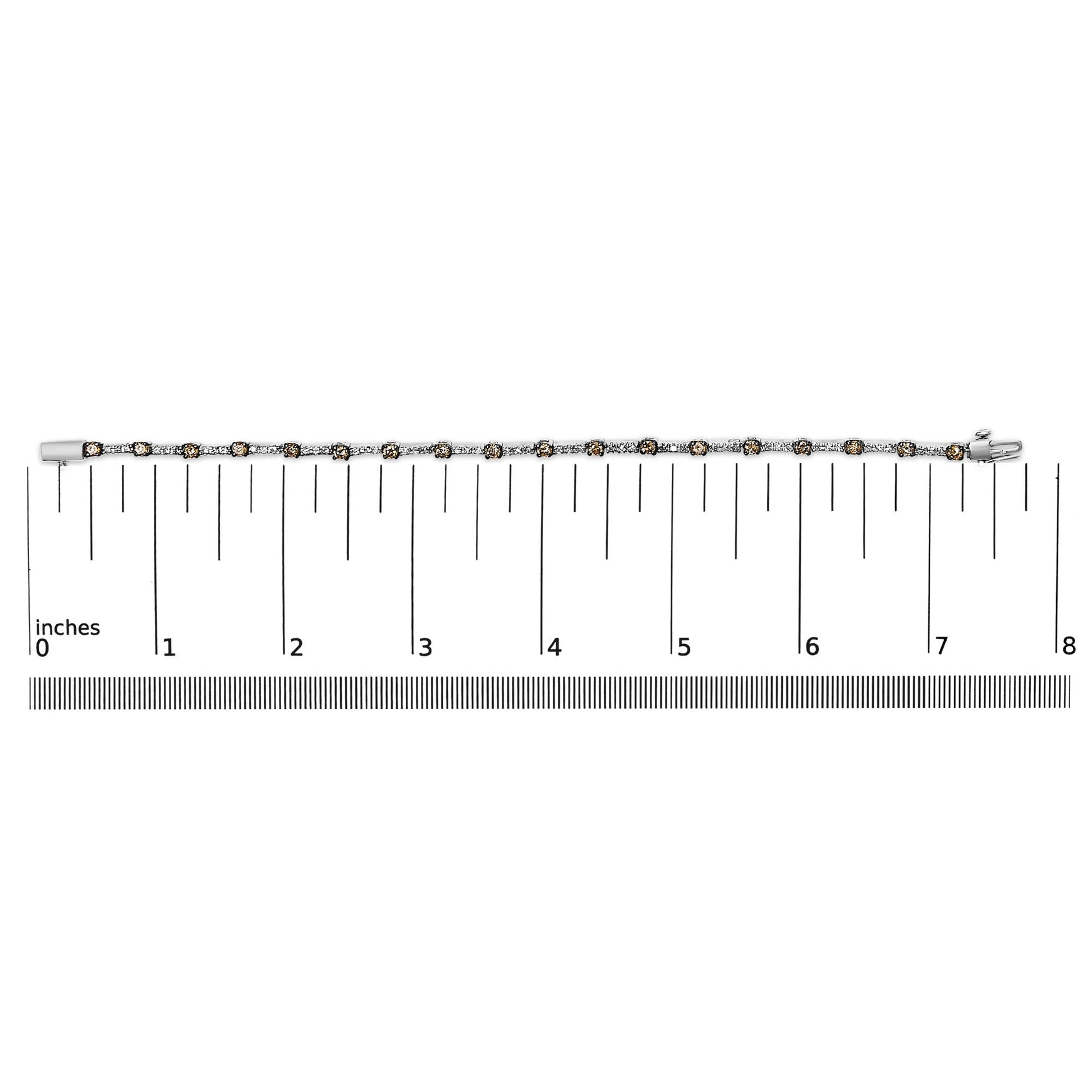 14k White Gold 2 1/4 Cttw Champagne Diamond Bar Link 7" Bracelet (Champagne Color, I1-I2 Clarity)-4