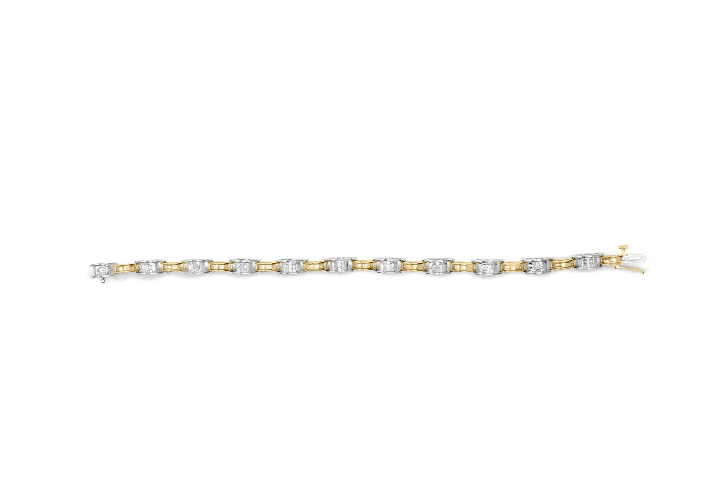 14K Two-Tone Gold 1.00 Cttw Princess-Cut Diamond Chain Link 7" Bracelet (H-I Color, SI1-SI2 Clarity)-3