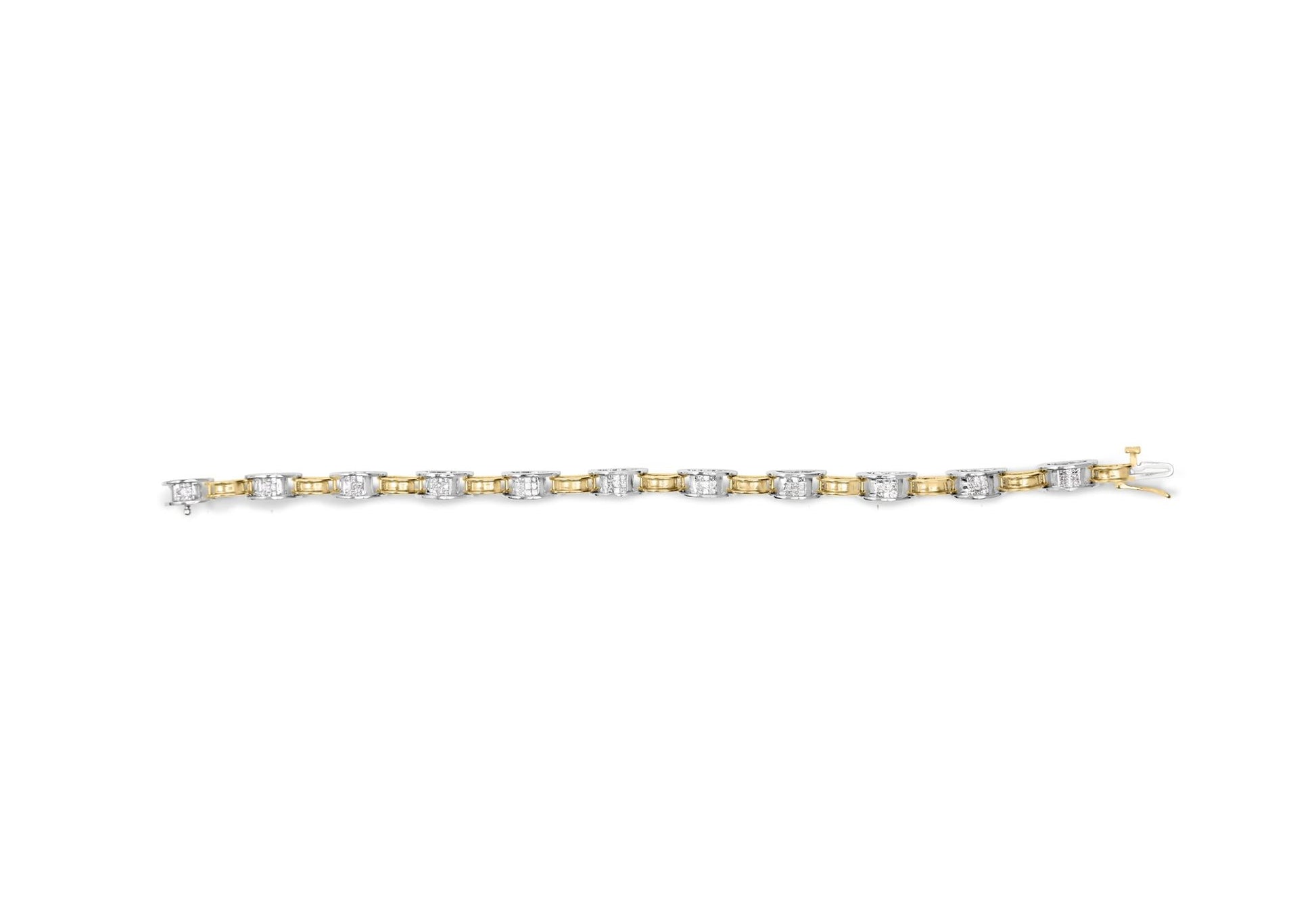 14K Two-Tone Gold 1.00 Cttw Princess-Cut Diamond Chain Link 7" Bracelet (H-I Color, SI1-SI2 Clarity)-3
