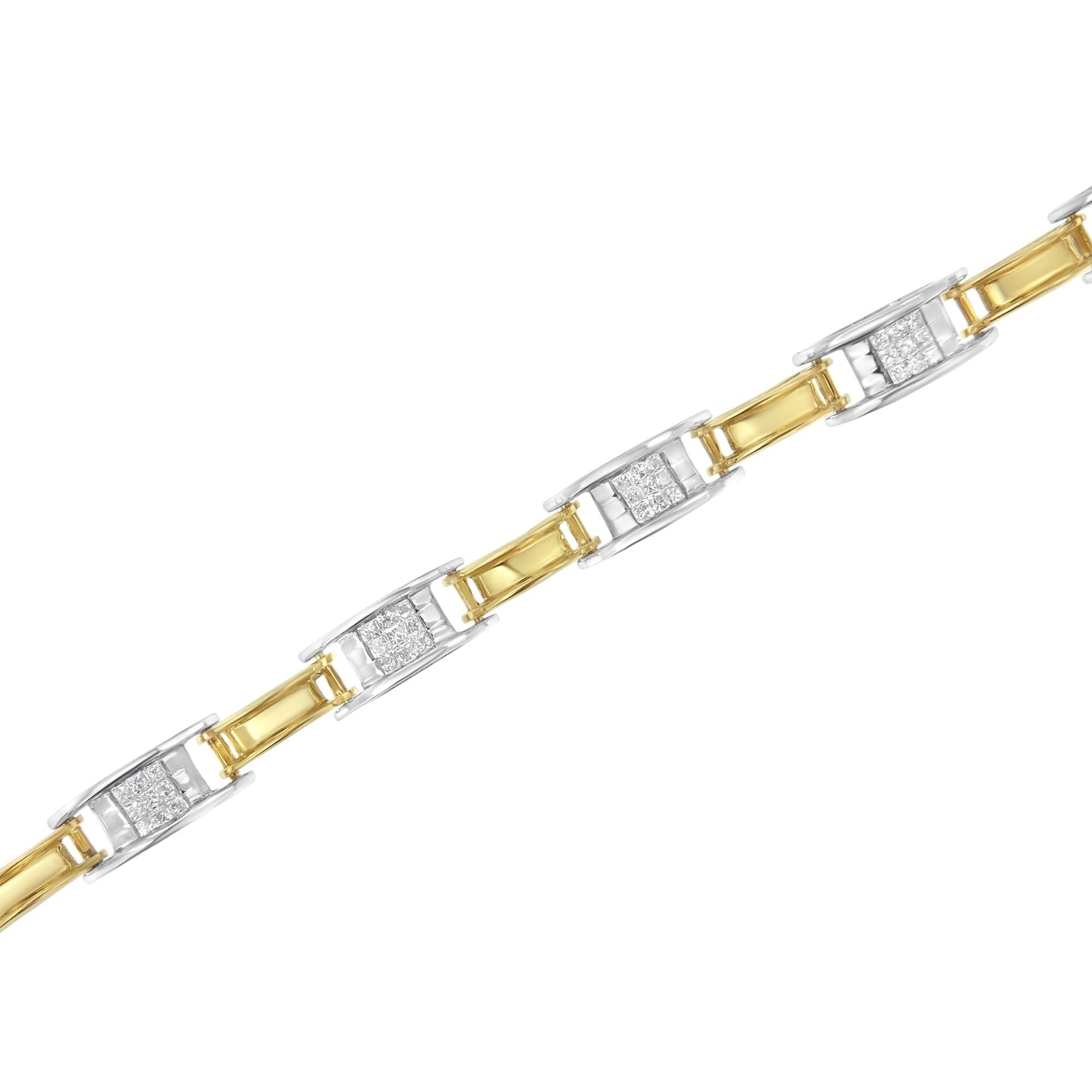 14K Two-Tone Gold 1.00 Cttw Princess-Cut Diamond Chain Link 7" Bracelet (H-I Color, SI1-SI2 Clarity)-4