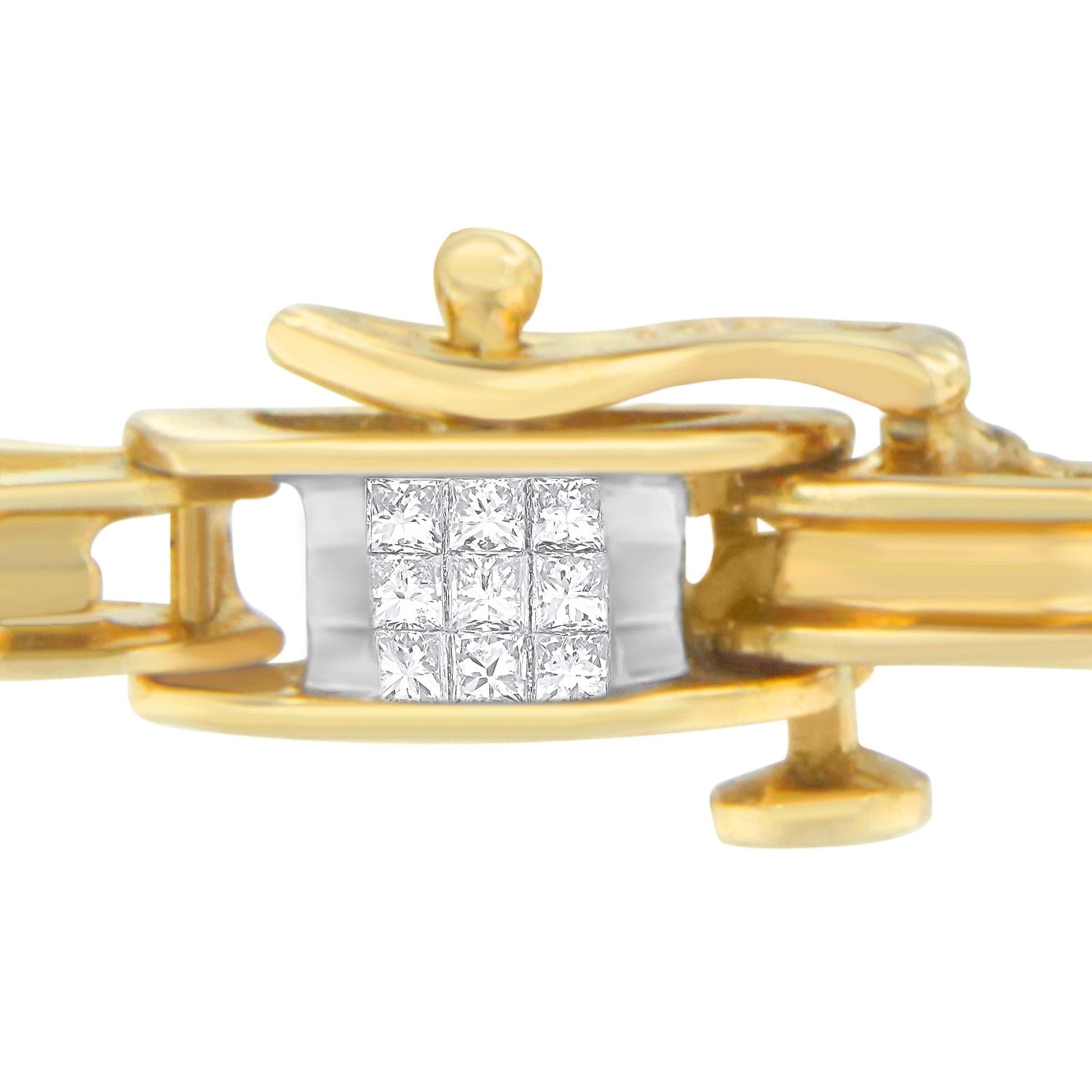 14K Yellow Gold Princess Cut Diamond Chain Link Bracelet (1.00 cttw, H-I Color, SI1-SI2 Clarity)-2