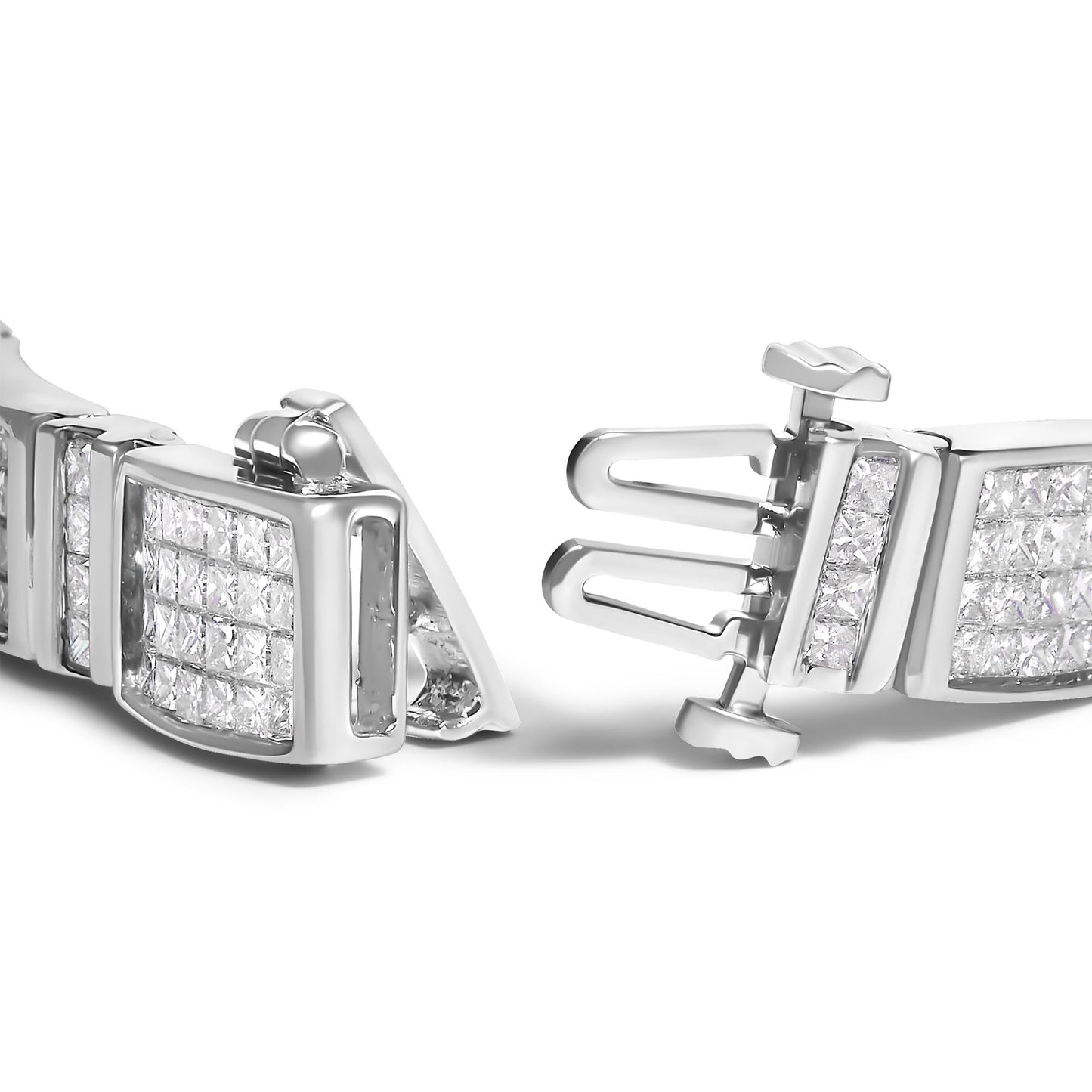 14K White Gold 7.0 Cttw Princess Cut Diamond 7" Alternating Vertical and Horizontal Rectangular Link Tennis Bracelet (H-I Color, SI2-I1 Clarity)-1