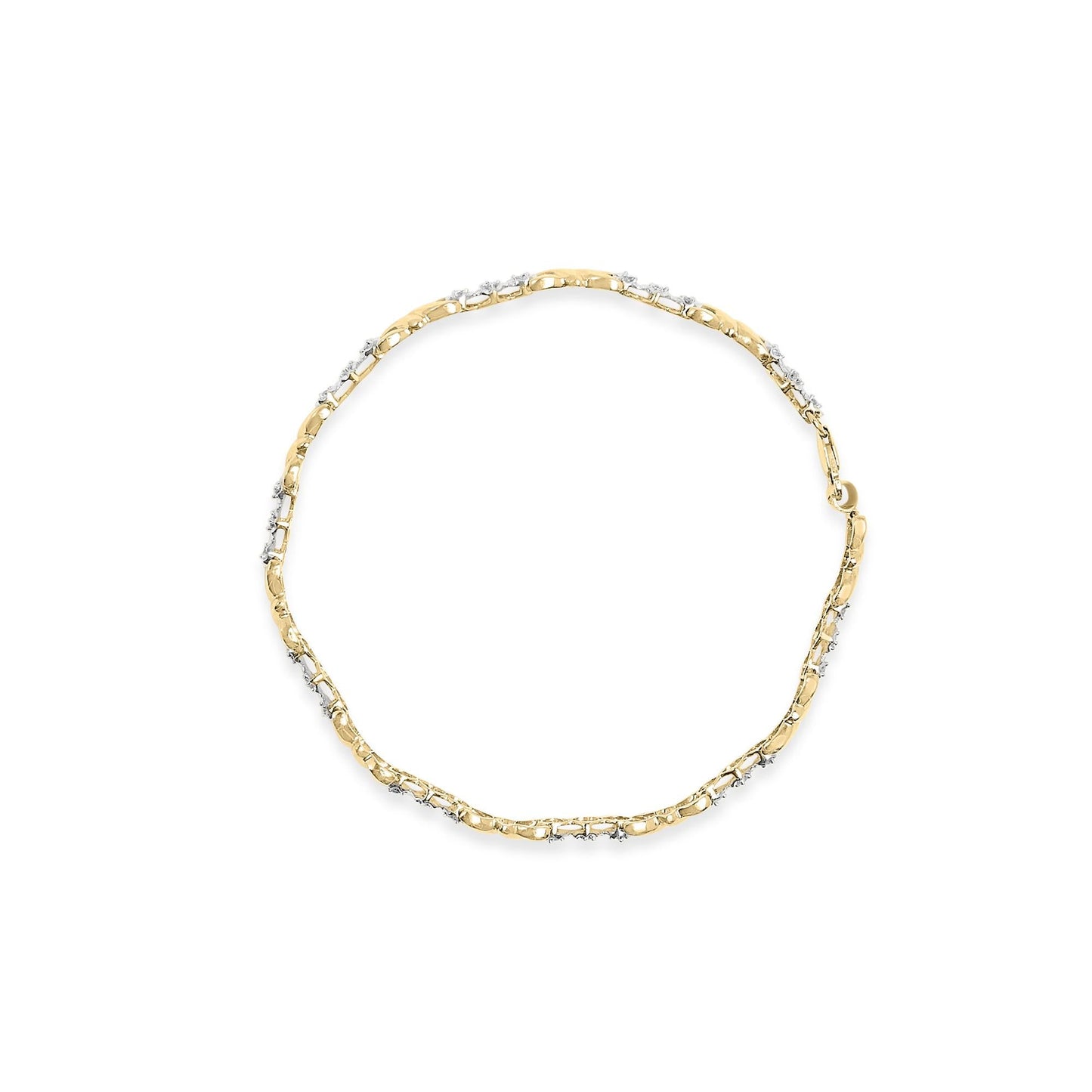10k Yellow Gold 1/3 Cttw Diamond 3 Stone and X-Link Bracelet (I-J Color, I1-I2 Clarity) - 7.50" Inches-3