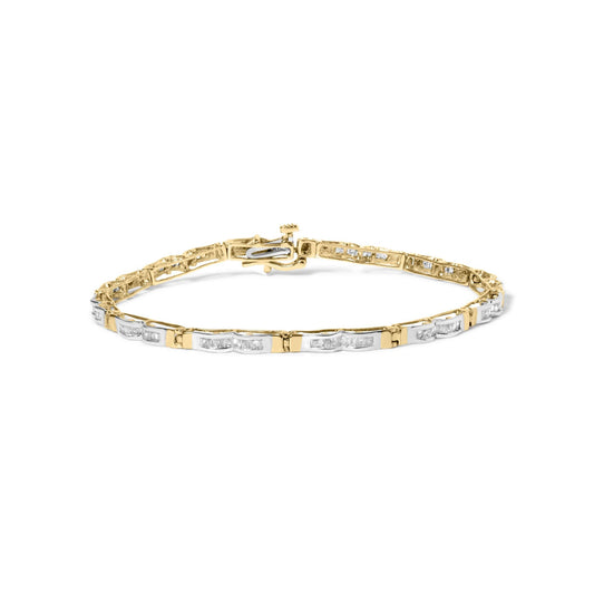 10k Yellow Gold 1.00 Cttw Baguette-Cut Channel Diamond Link Bracelet-0