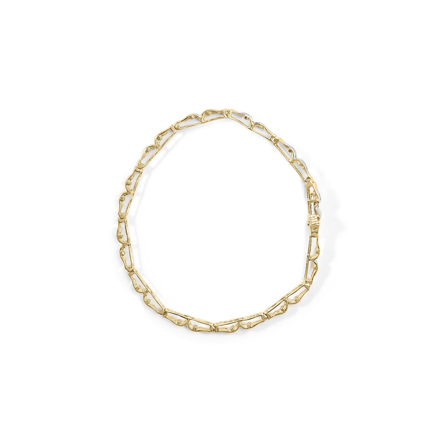 10k Yellow Gold 1.00 Cttw Baguette-Cut Channel Diamond Link Bracelet-3